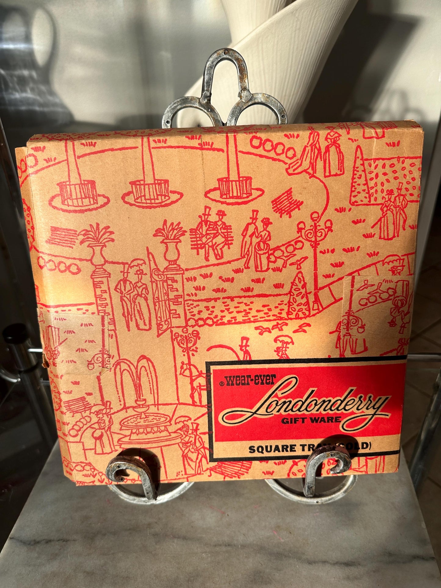 Vintage Wear-Ever Londonderry Gold Anodized Aluminum Square Tray (Original Box)