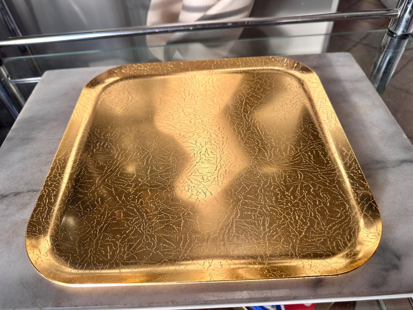Vintage Wear-Ever Londonderry Gold Anodized Aluminum Square Tray (Original Box)