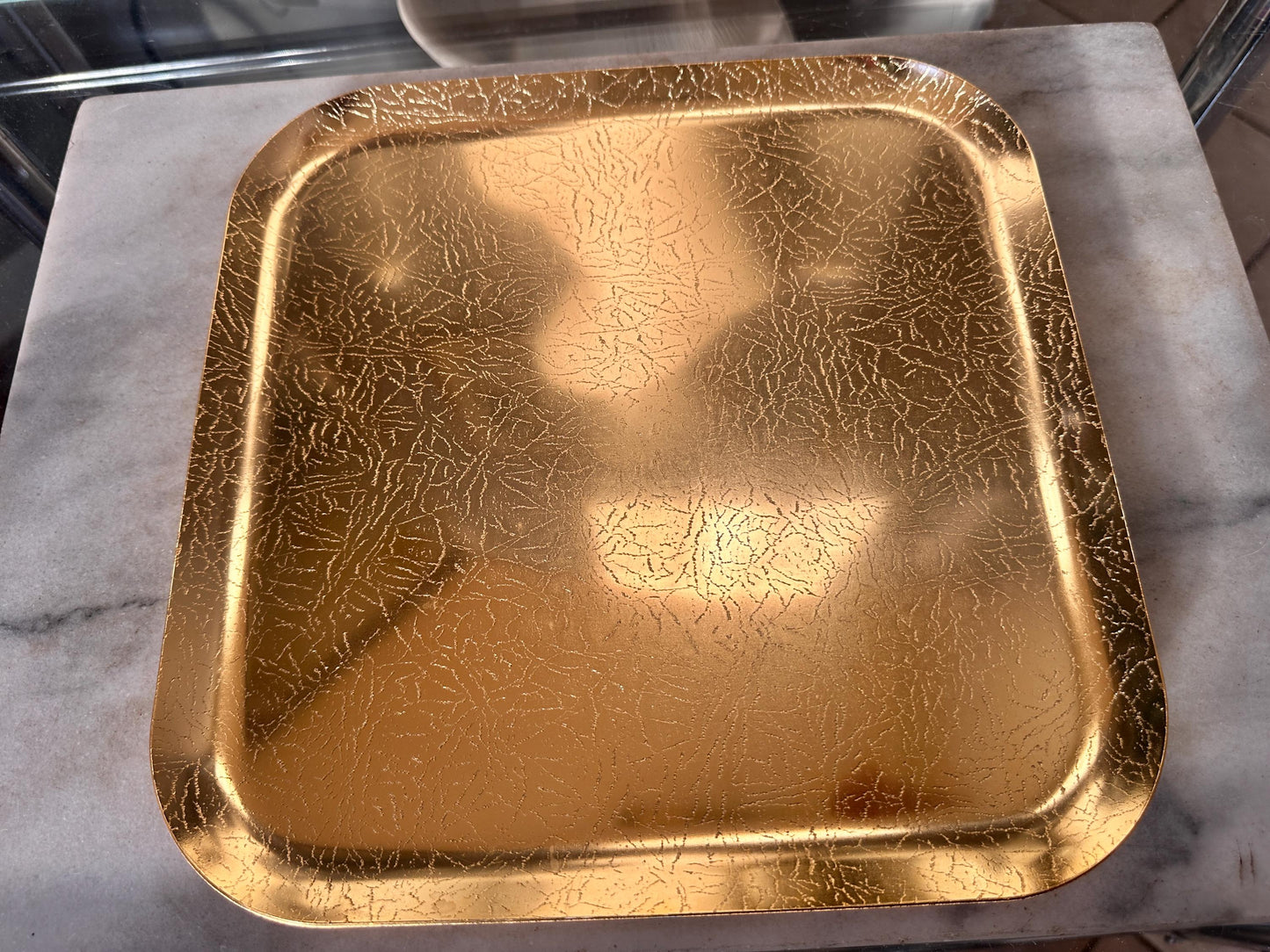 Vintage Wear-Ever Londonderry Gold Anodized Aluminum Square Tray (Original Box)