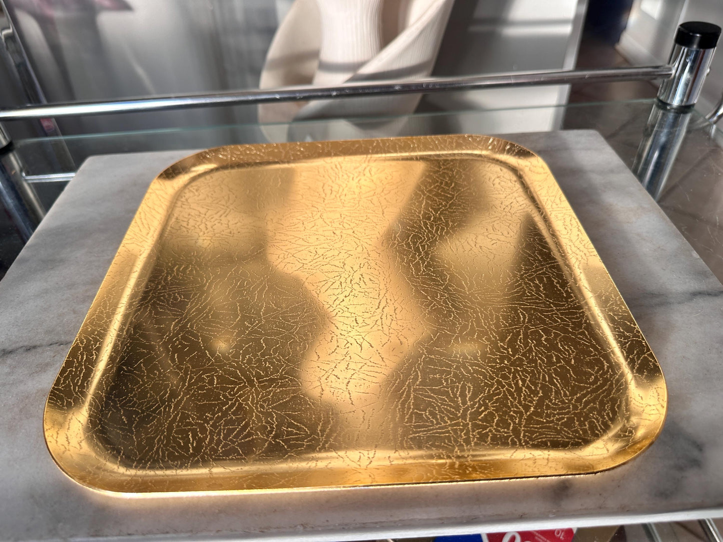 Vintage Wear-Ever Londonderry Gold Anodized Aluminum Square Tray (Original Box)