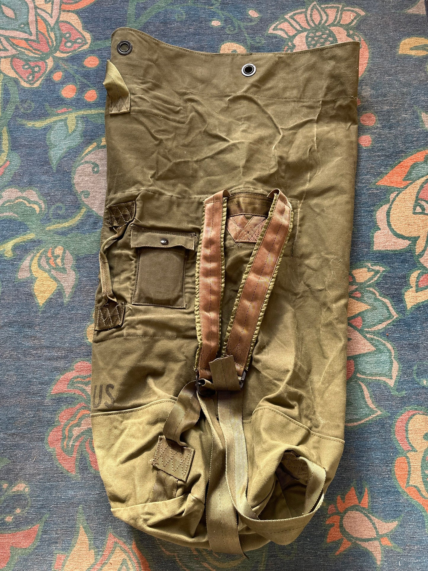 Vintage US Army Duffle Bag Backpack