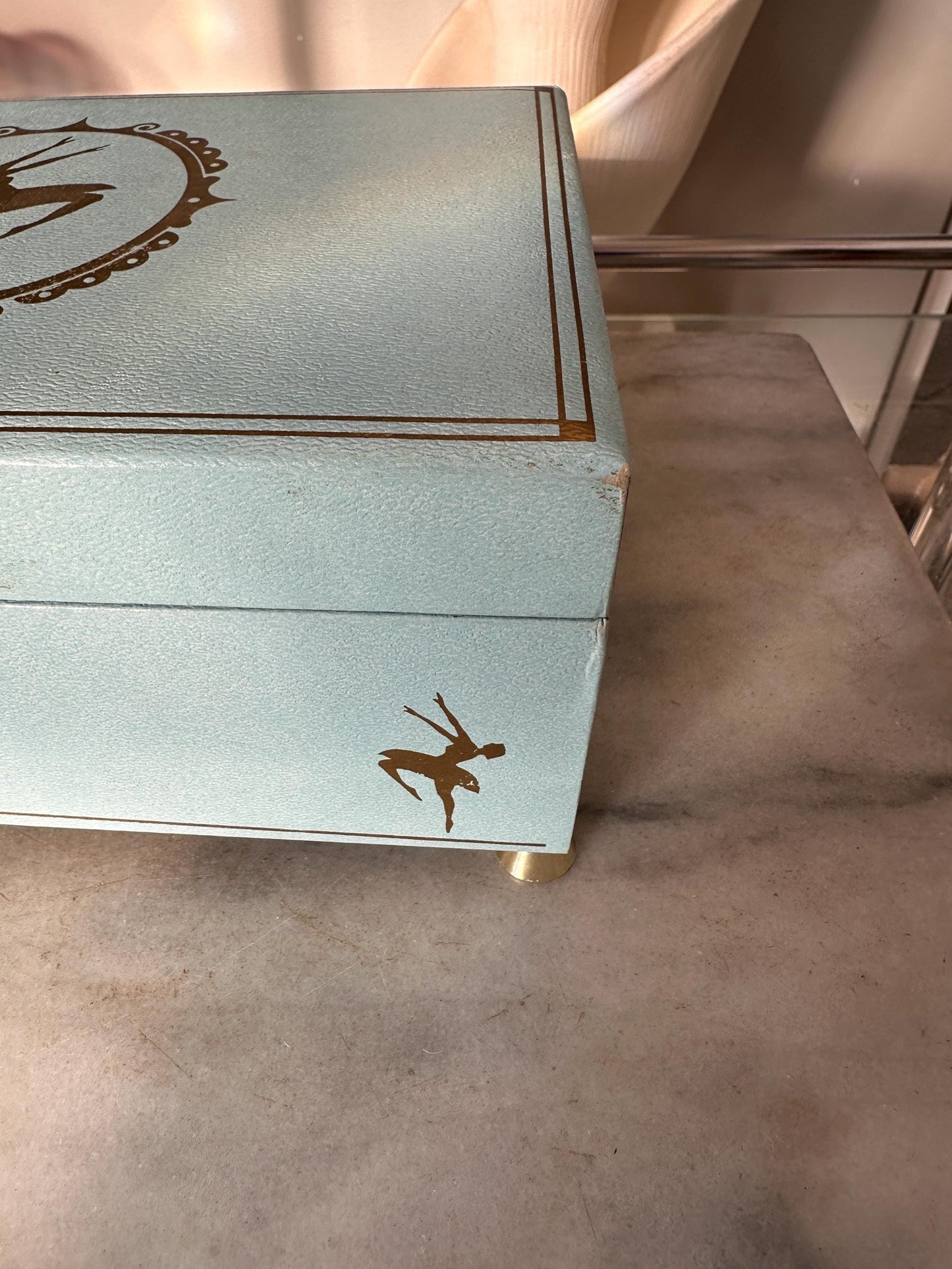 Vintage Powder Blue & Pink Ballerina Musical Jewelry Box – Mid Century Jewelry Chest – Retro Girl’s Keepsake Box – 8.5” x 4”