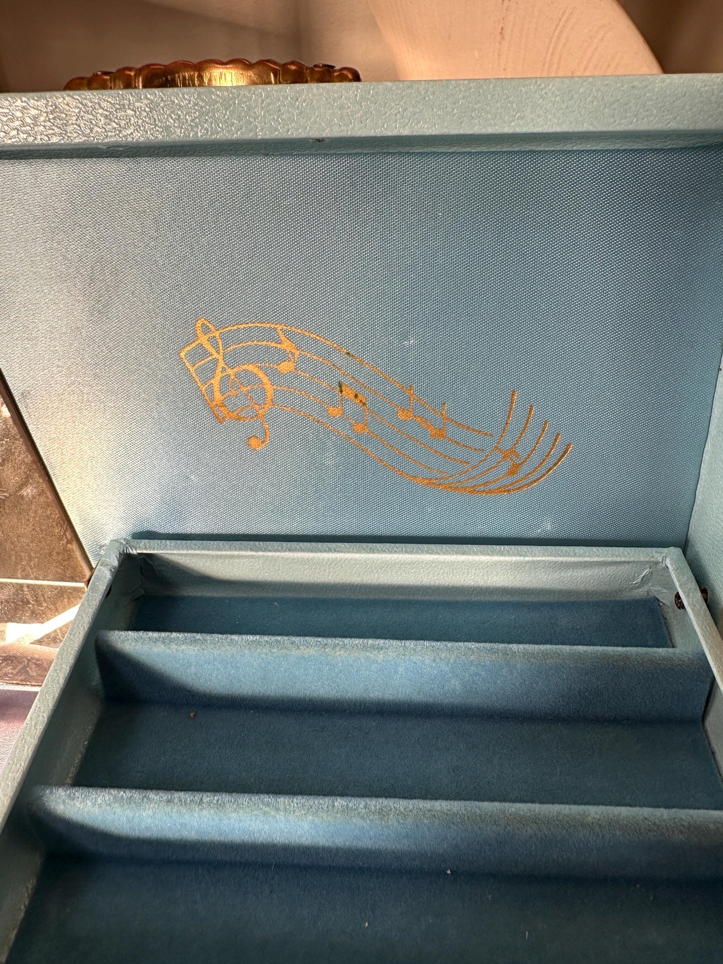 Vintage Powder Blue & Pink Ballerina Musical Jewelry Box – Mid Century Jewelry Chest – Retro Girl’s Keepsake Box – 8.5” x 4”