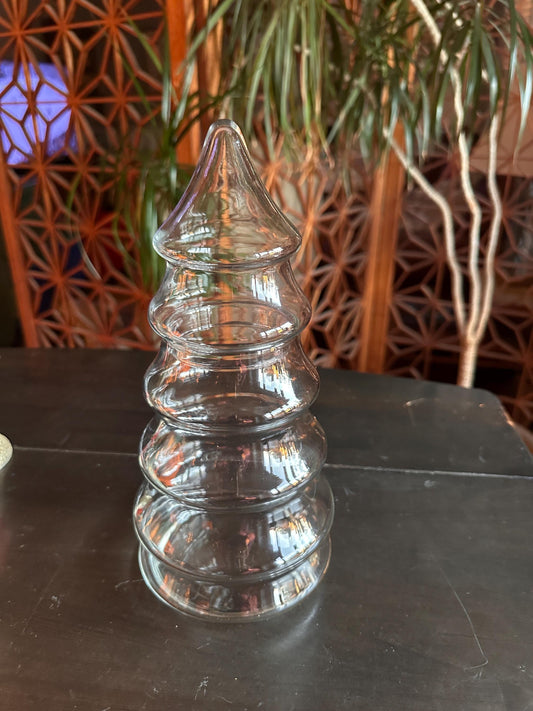 Vintage Libbey Glass Christmas Tree Canister