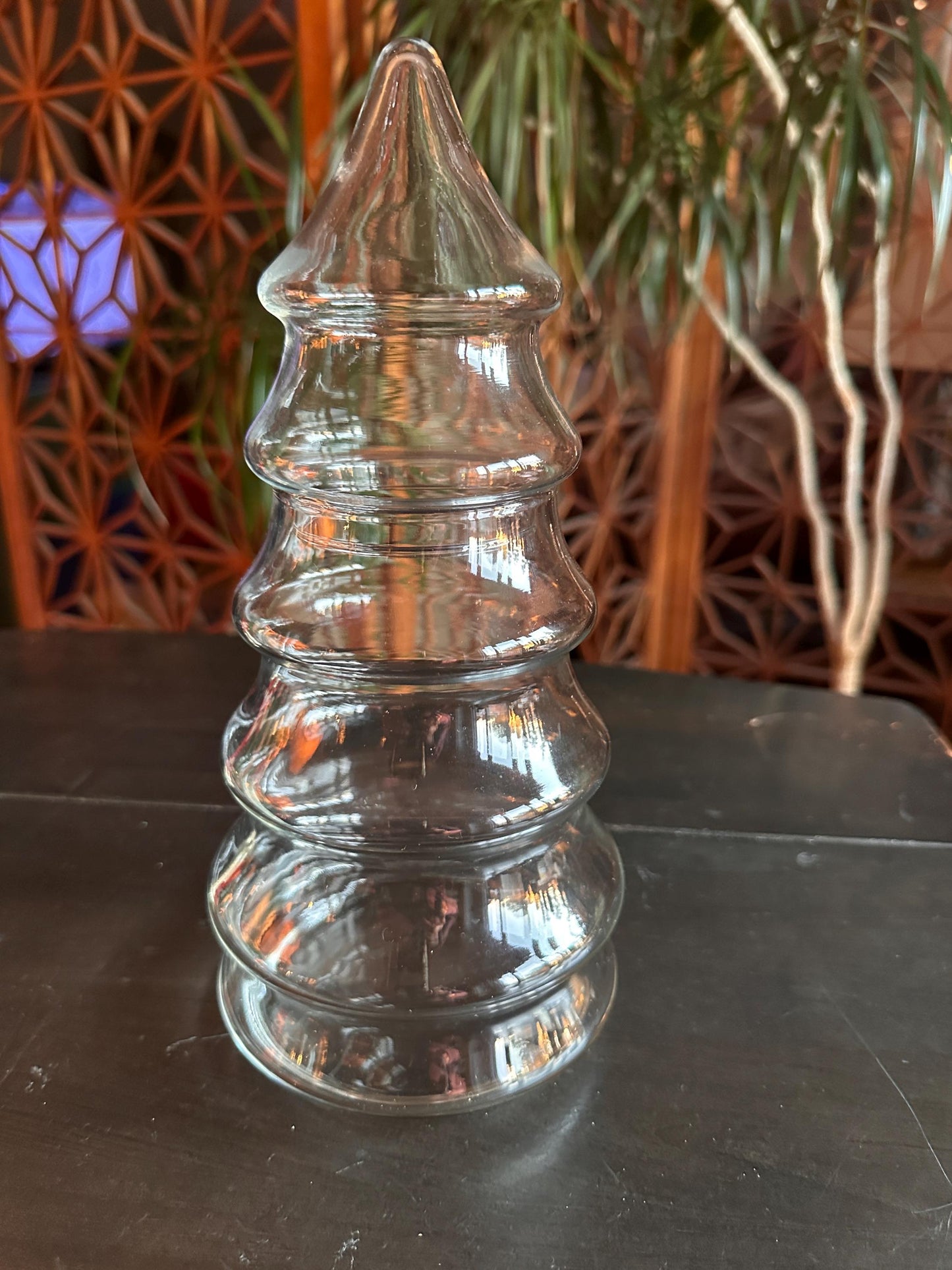 Vintage Libbey Glass Christmas Tree Canister