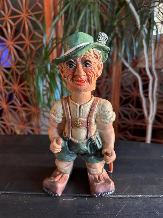 HEICO HIKER Bobblehead Figurine Western Germany 1960's, Old Troll Man Doll Rare!