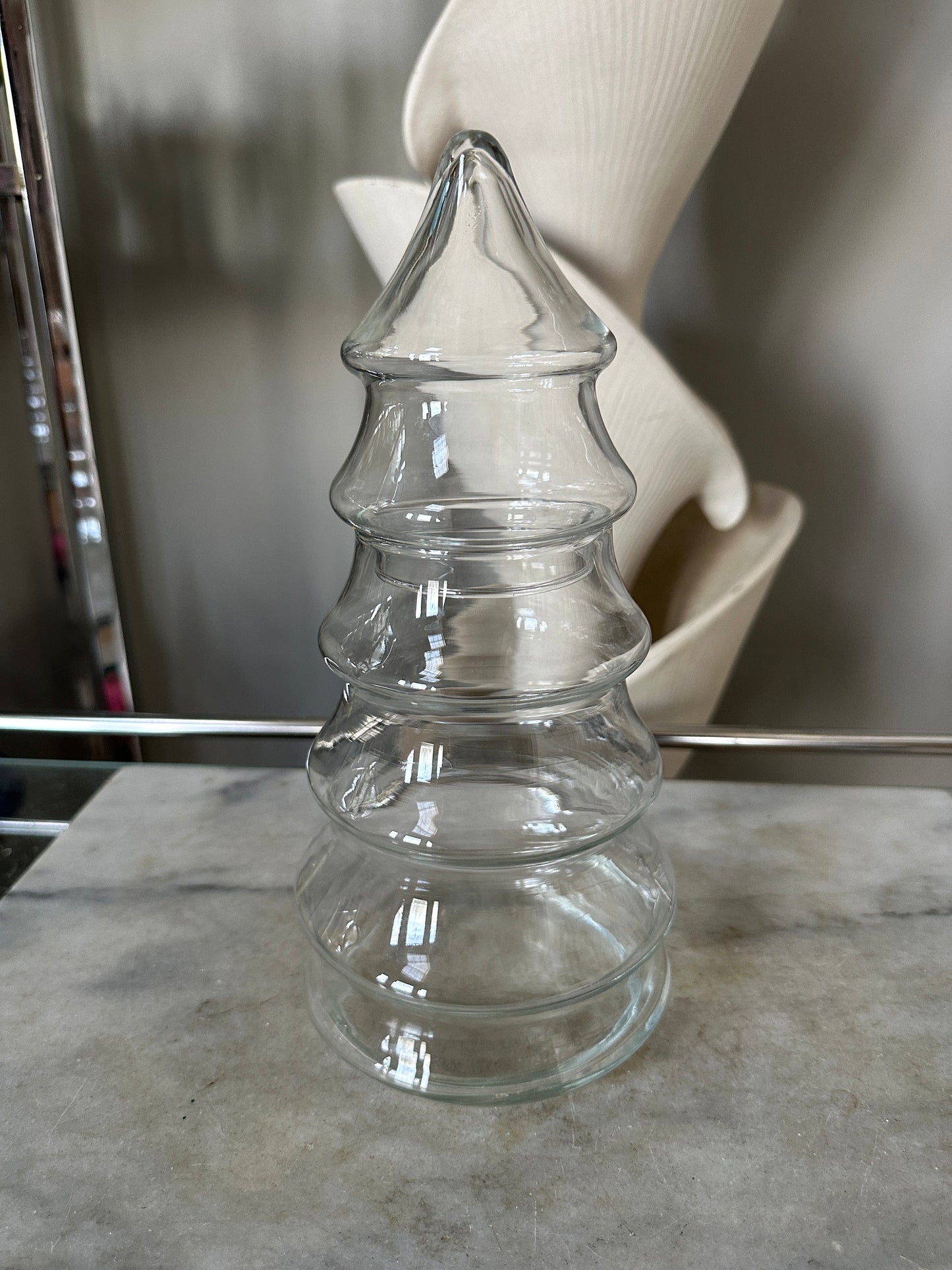Vintage Libbey Glass Christmas Tree Canister