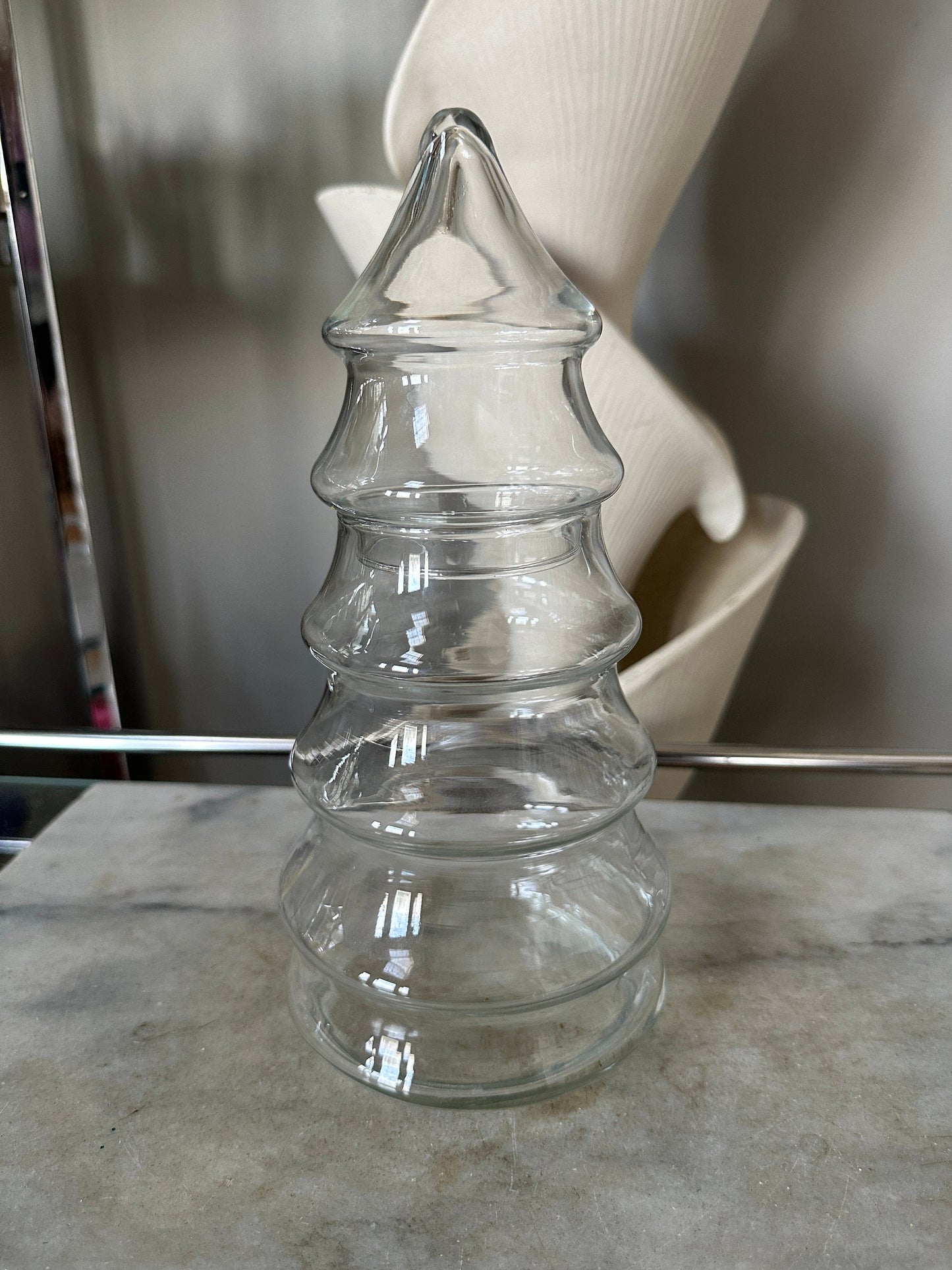 Vintage Libbey Glass Christmas Tree Canister