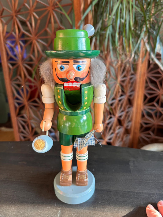Vintage Ver Hodrewa Rosenthal Wood Nutcracker Christmas Germany Green Pub Beer Figure 10” Folk Art Holiday Decor