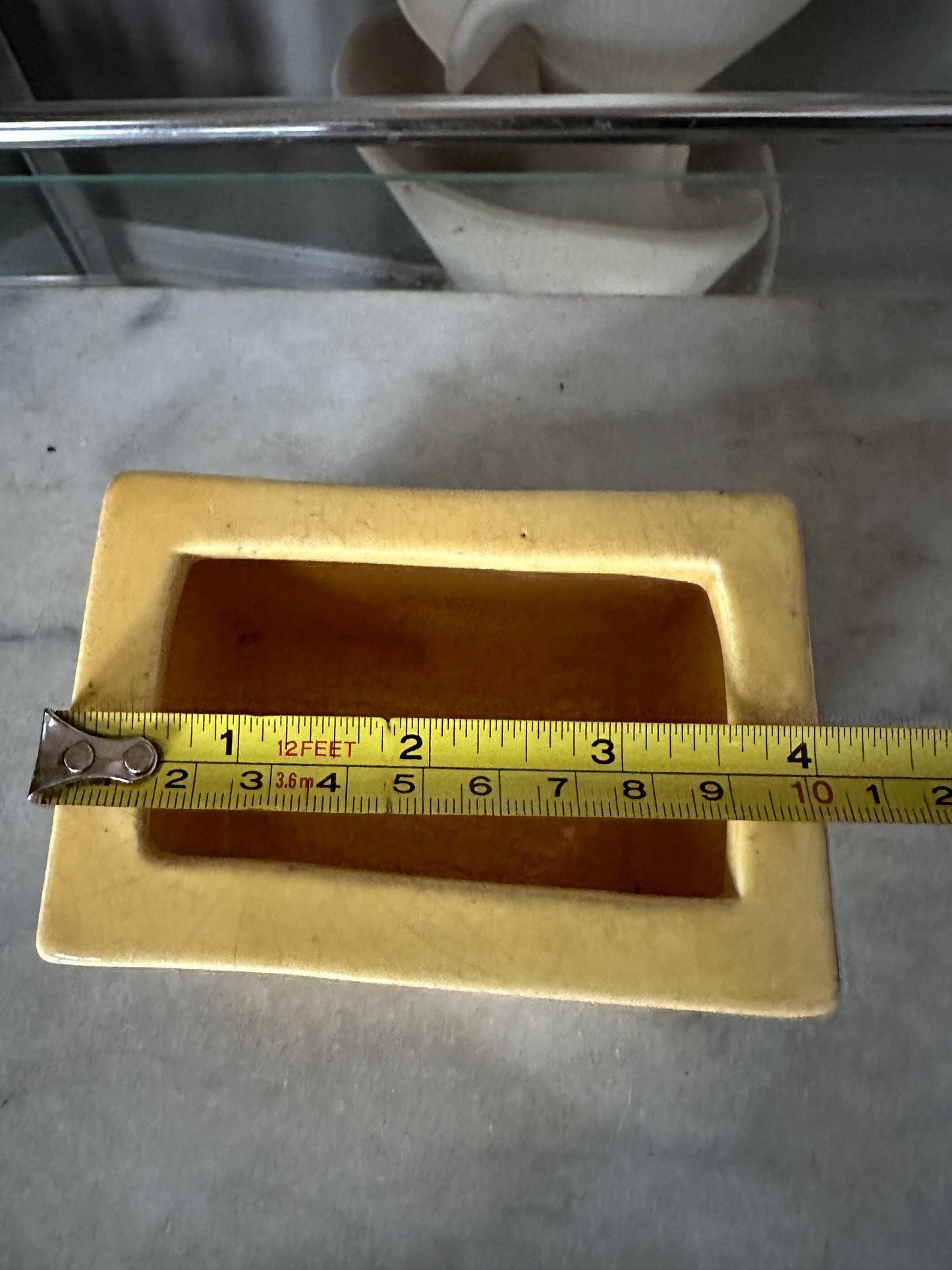 Vintage Covina Valif Pottery Planter: Yellow Brown Ombré Drip Glaze
