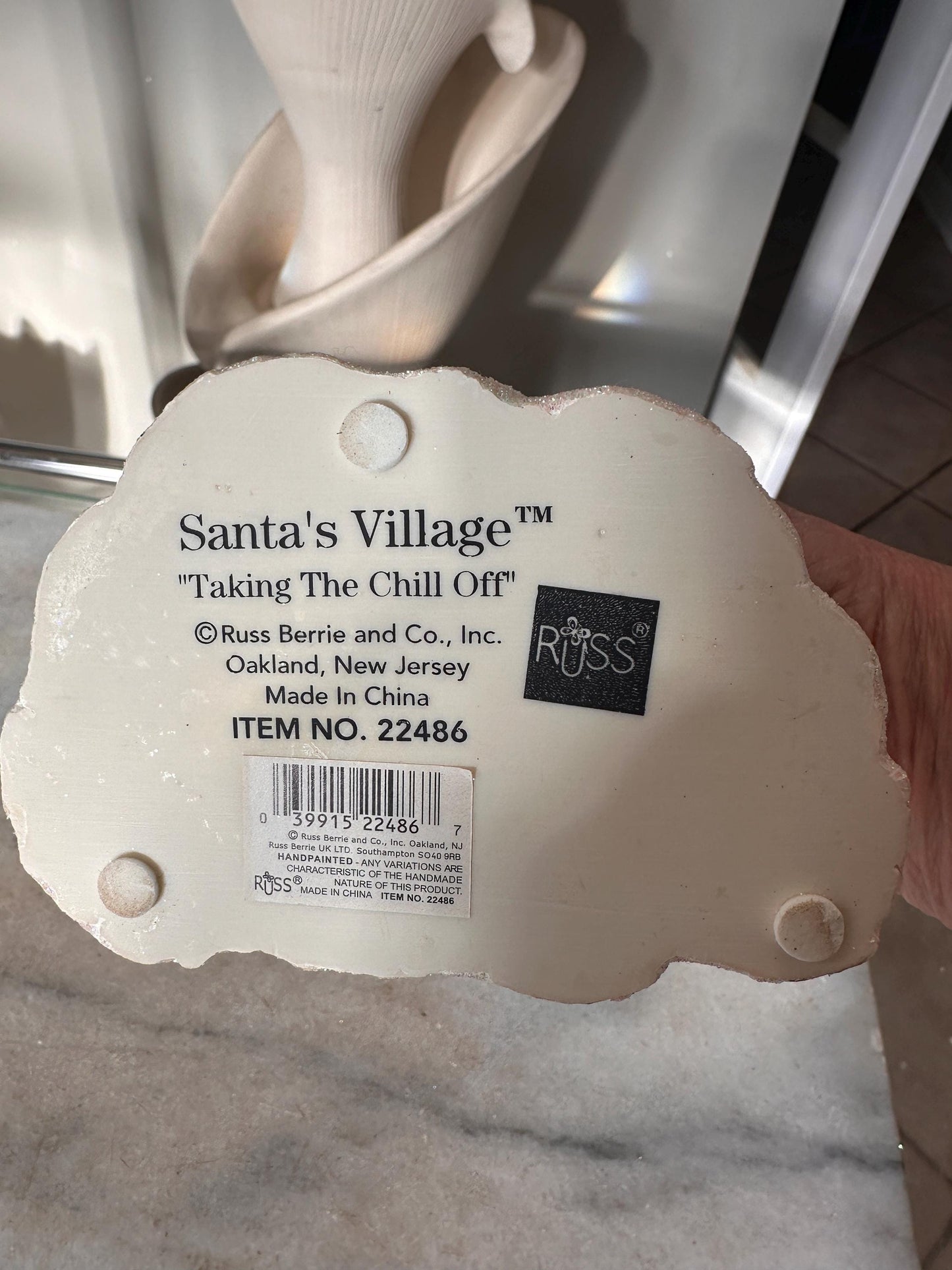 Vintage Russ Berrie Santa’s Village “Taking the Chill Off Figurine w Original Box,  Santa +  Squirrel,  Resin Collectible | Holiday