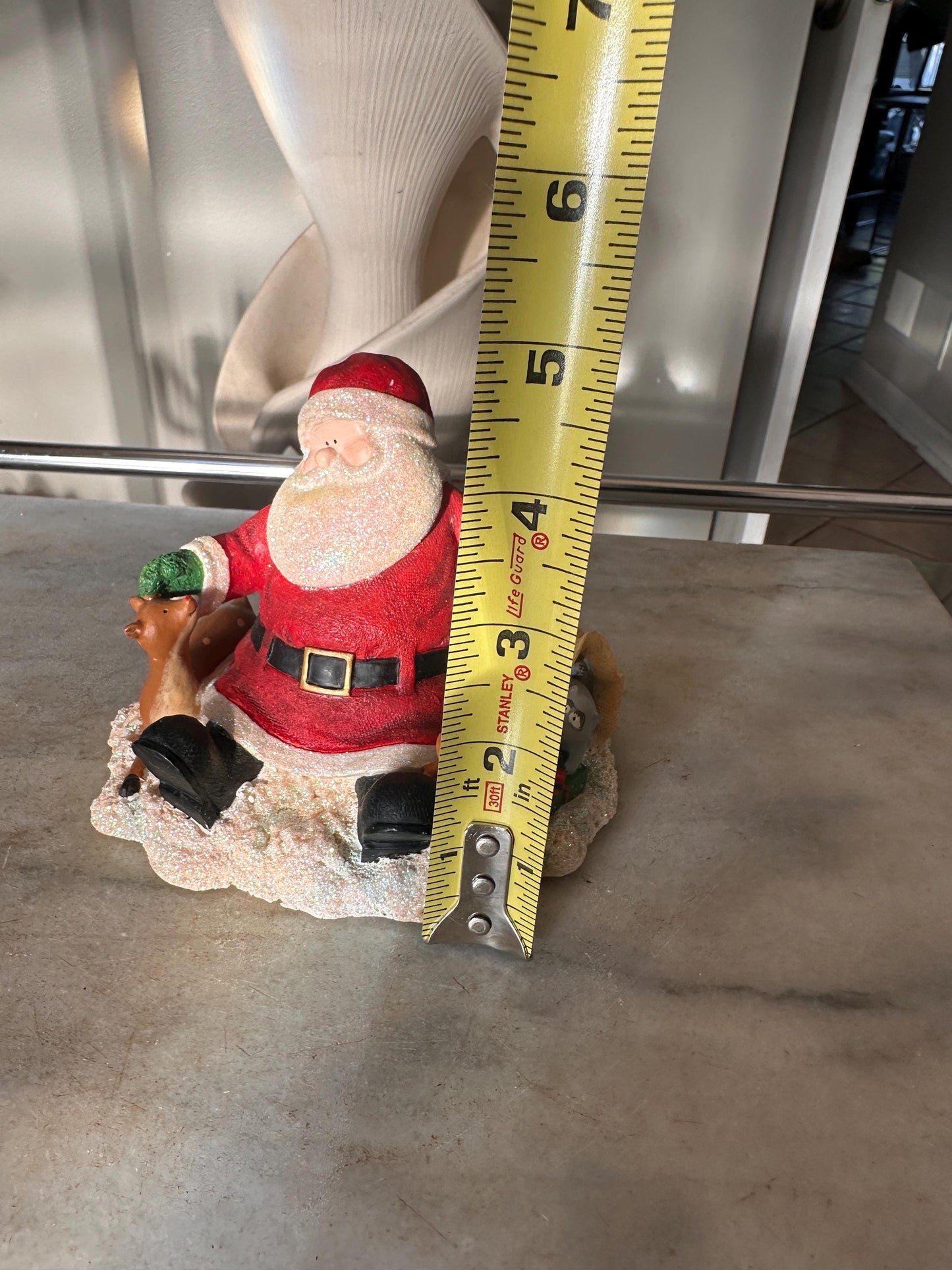 Vintage Russ Berrie Santa’s Village “Comfy Cozy Are We” Figurine with Original Box | Santa + Reindeer Christmas Resin Collectible | Holiday