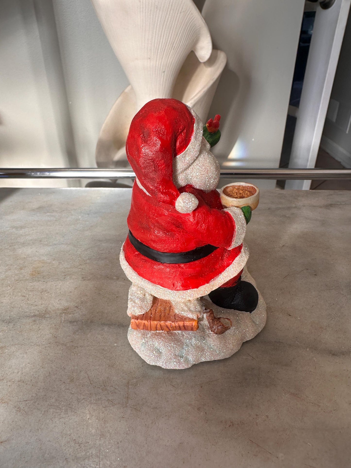 Vintage Russ Berrie Santa’s Village “Taking the Chill Off Figurine w Original Box,  Santa +  Squirrel,  Resin Collectible | Holiday