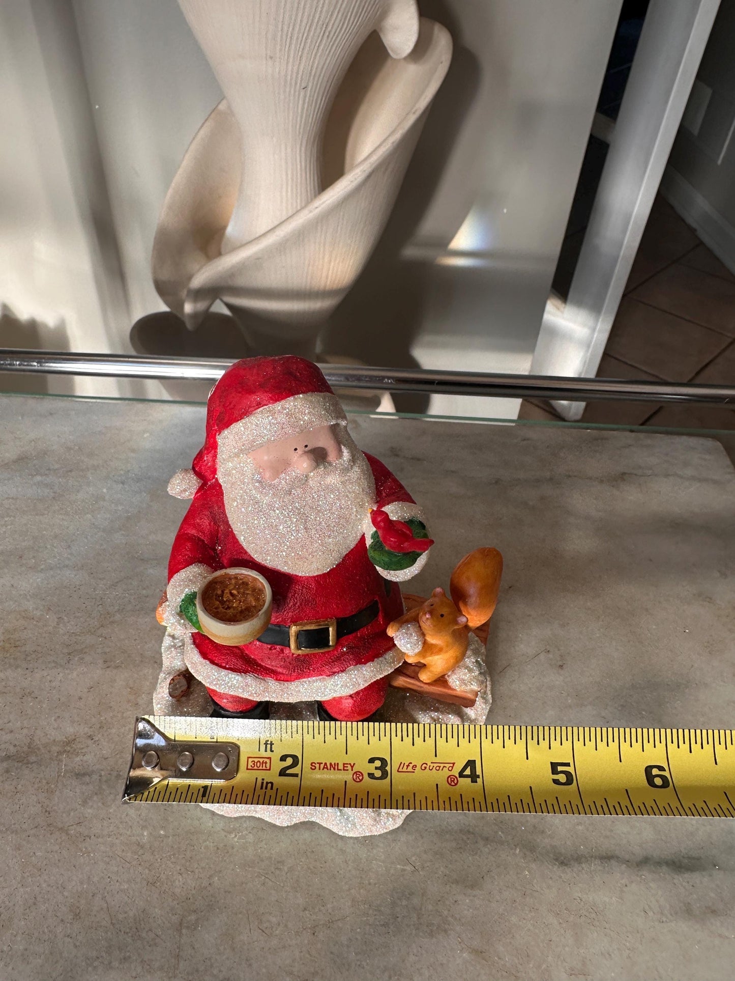 Vintage Russ Berrie Santa’s Village “Taking the Chill Off Figurine w Original Box,  Santa +  Squirrel,  Resin Collectible | Holiday
