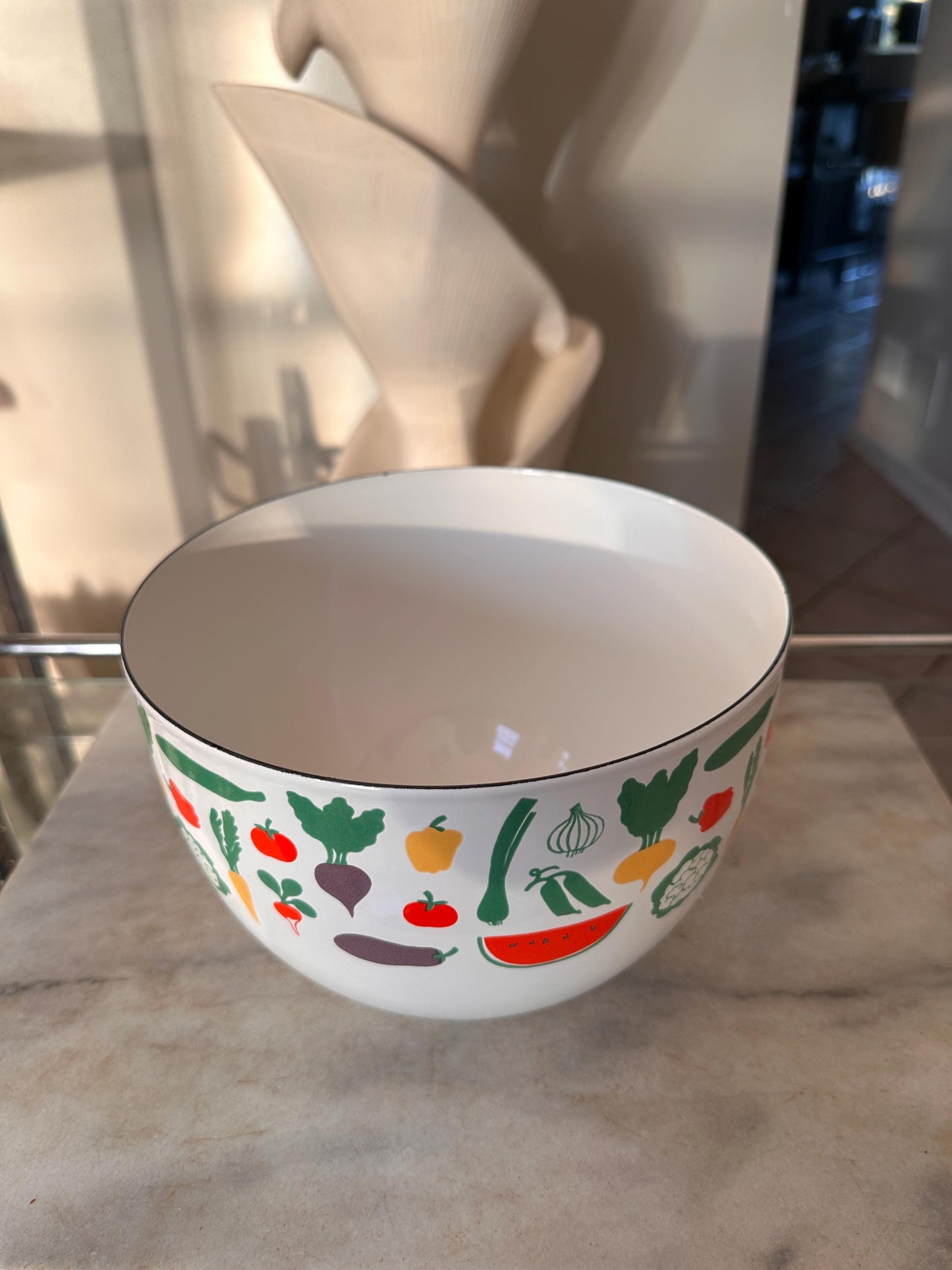 Vintage ARABIA FINLAND Mid Century Modern Enamel Serving Bowl, 8.5” x 5.5”