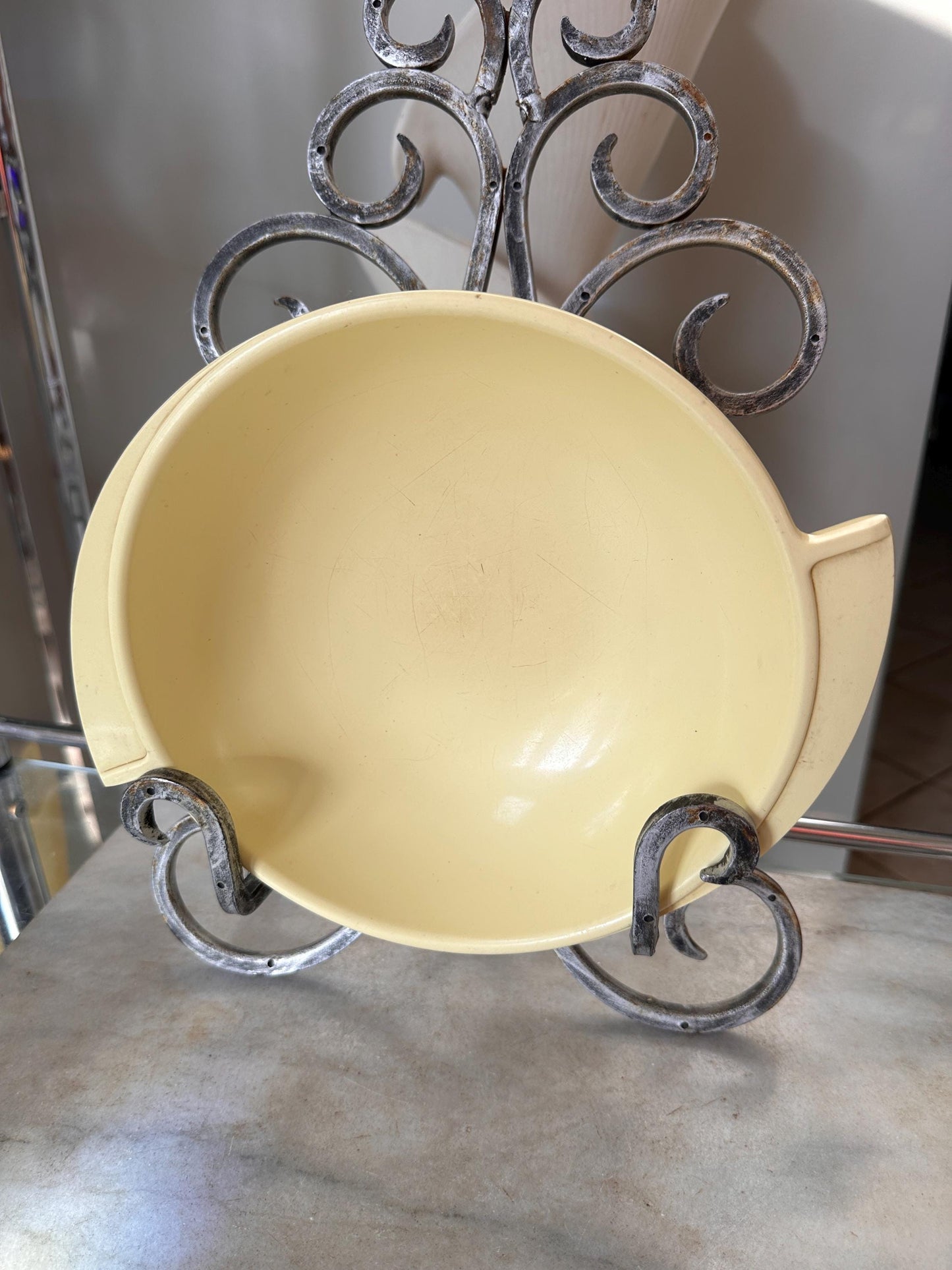 Vintage Boontonware Melmac Serving Bowls Set of 2 | No. 604 Winged Bowls | Turquoise Blue & Yellow | Mid-Century Modern Melamine | USA Made
