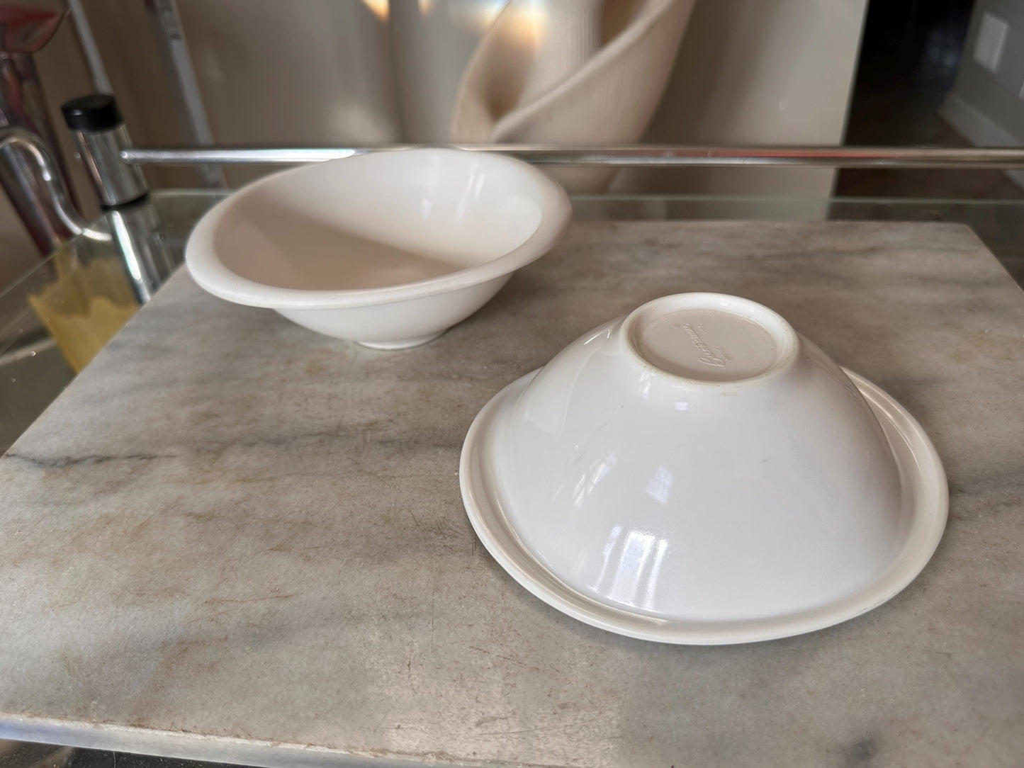 Vintage BOONTON WARE Melamine Cereal Bowl 1307-12, White - Set of 2