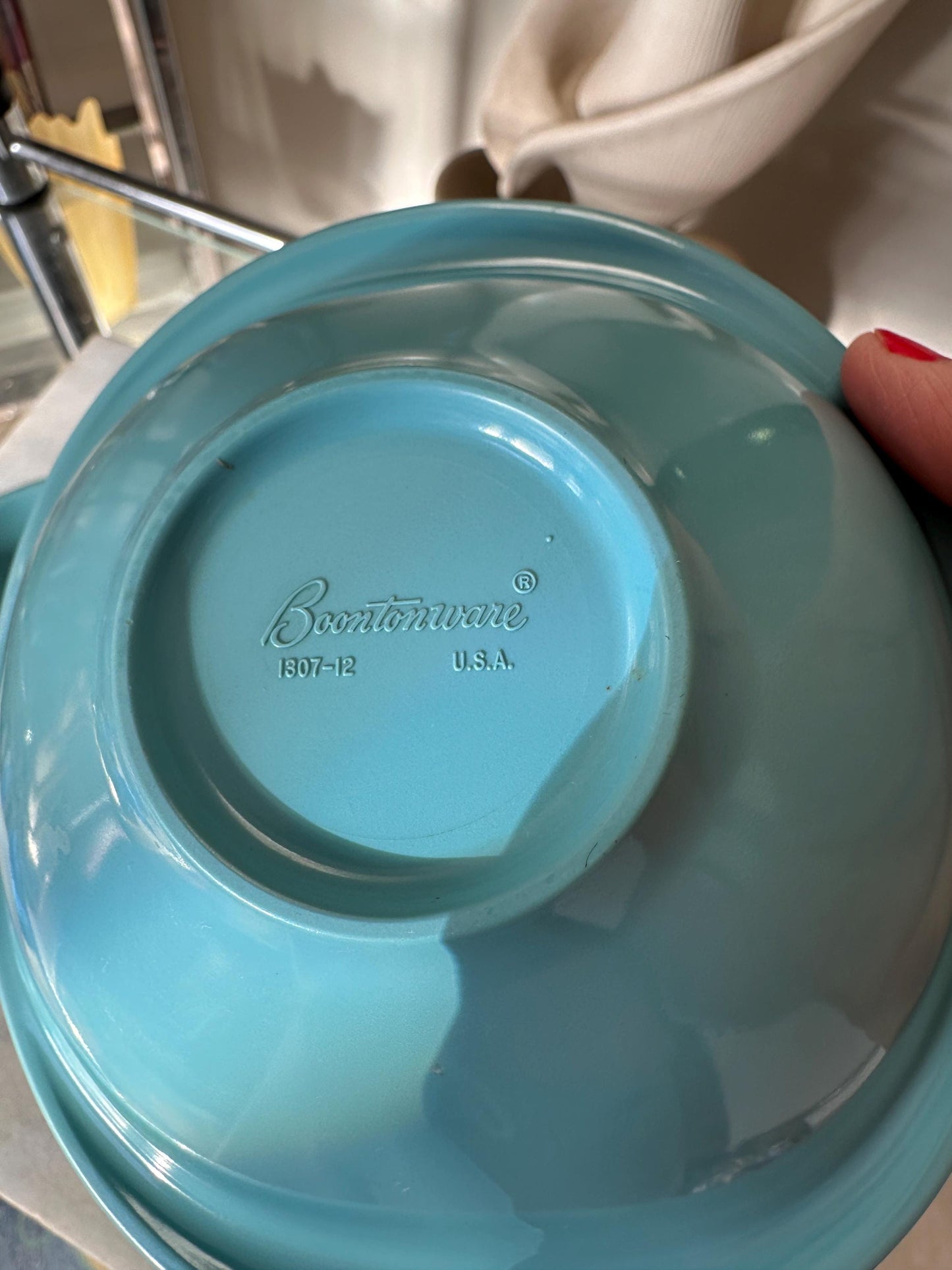 Vintage BOONTON WARE Melamine Cereal Bowl 1307-12, Turquoise - Set of 2