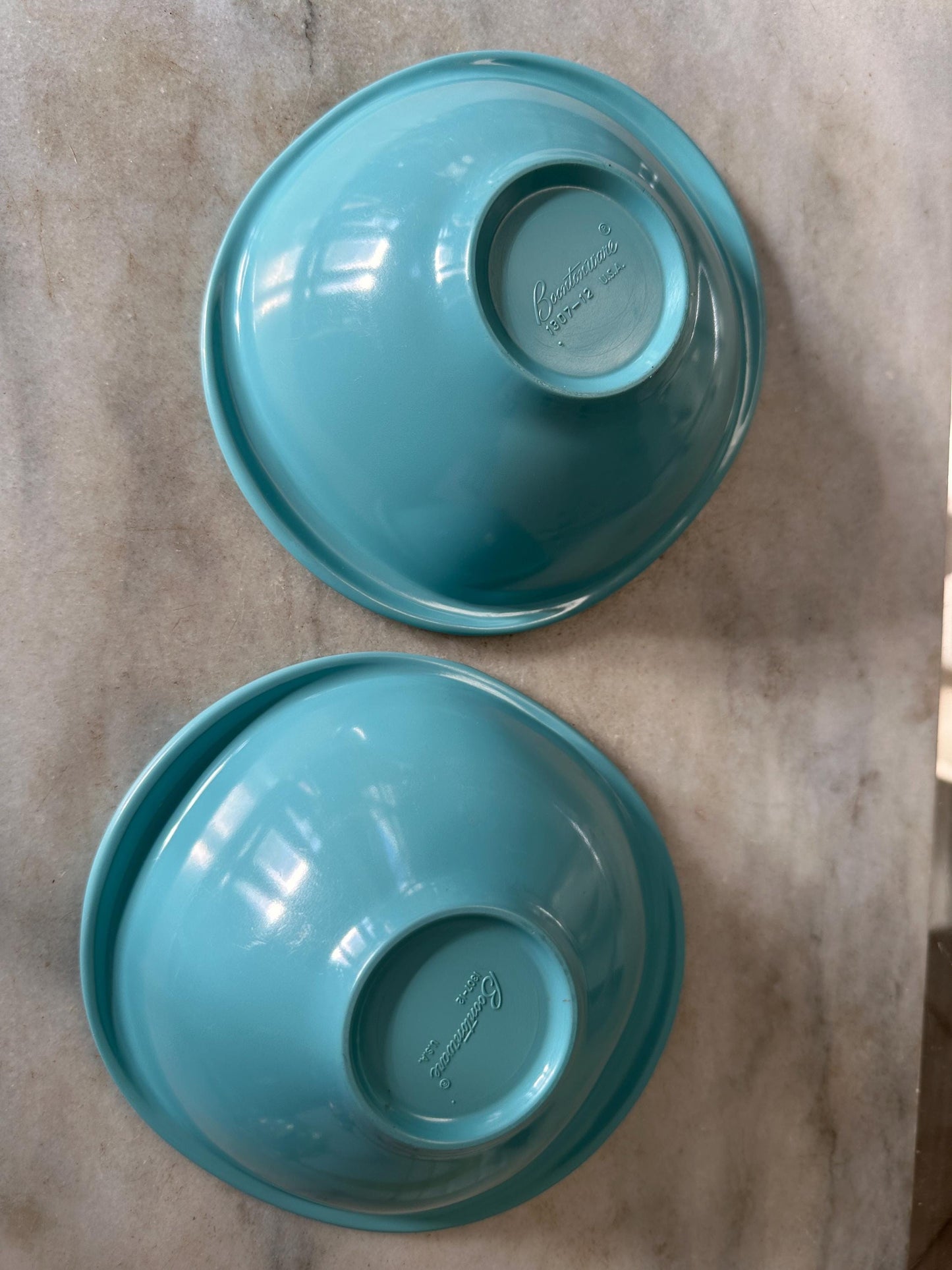 Vintage BOONTON WARE Melamine Cereal Bowl 1307-12, Turquoise - Set of 2
