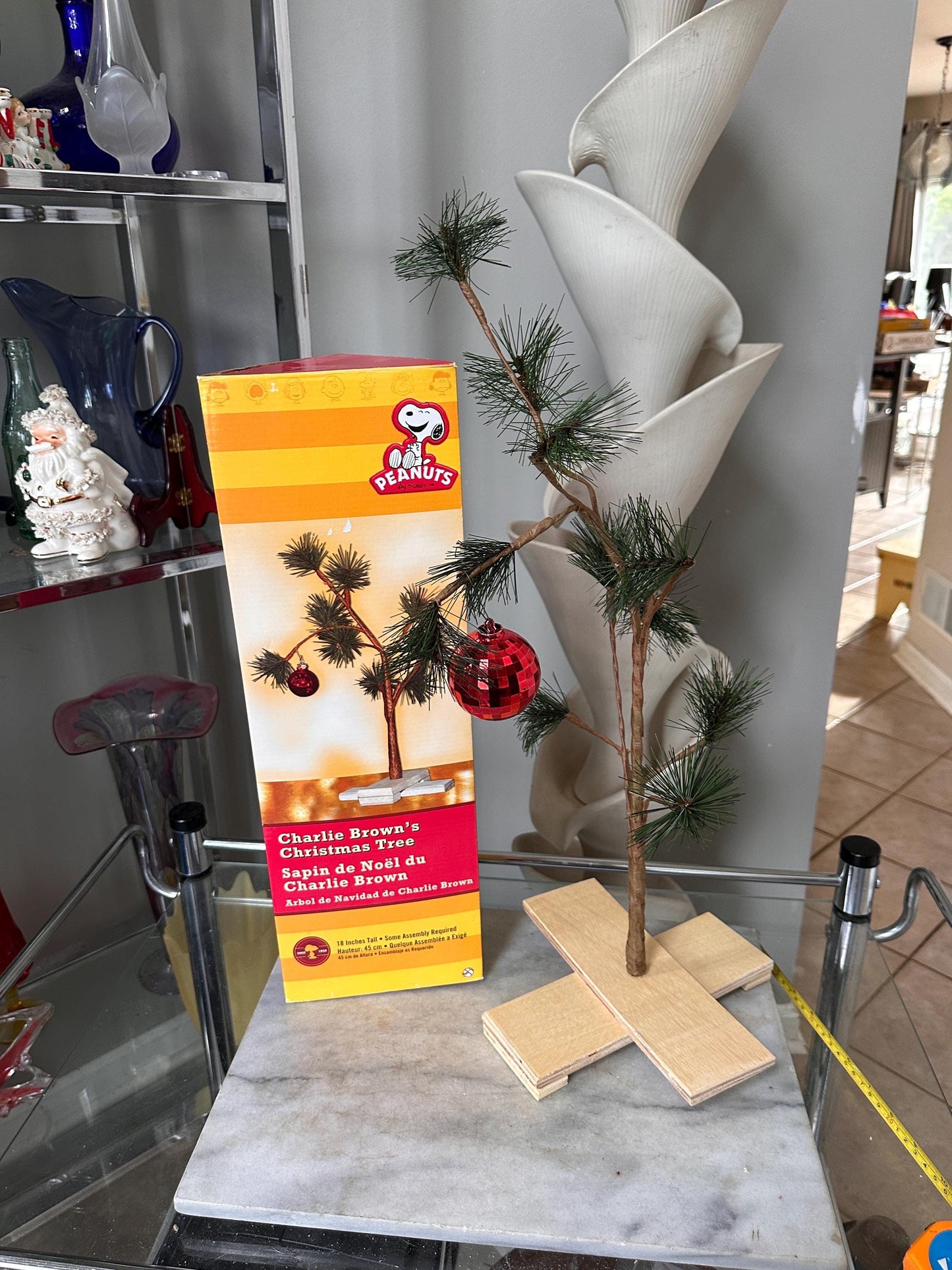 Peanuts Charlie Brown Christmas Tree with Red Ornament 18” Tall in Original Box | Classic Holiday Decor