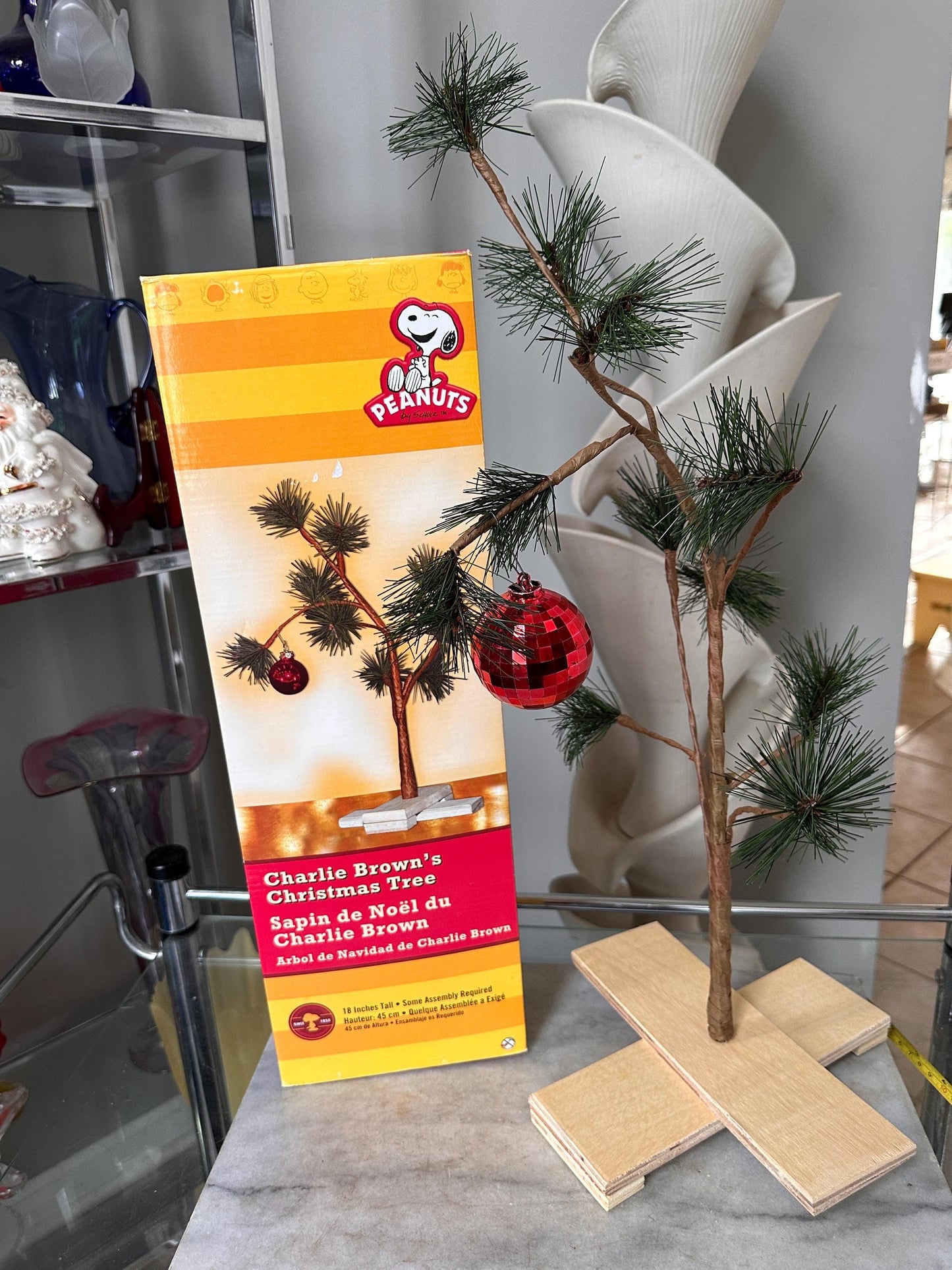 Peanuts Charlie Brown Christmas Tree with Red Ornament 18” Tall in Original Box | Classic Holiday Decor