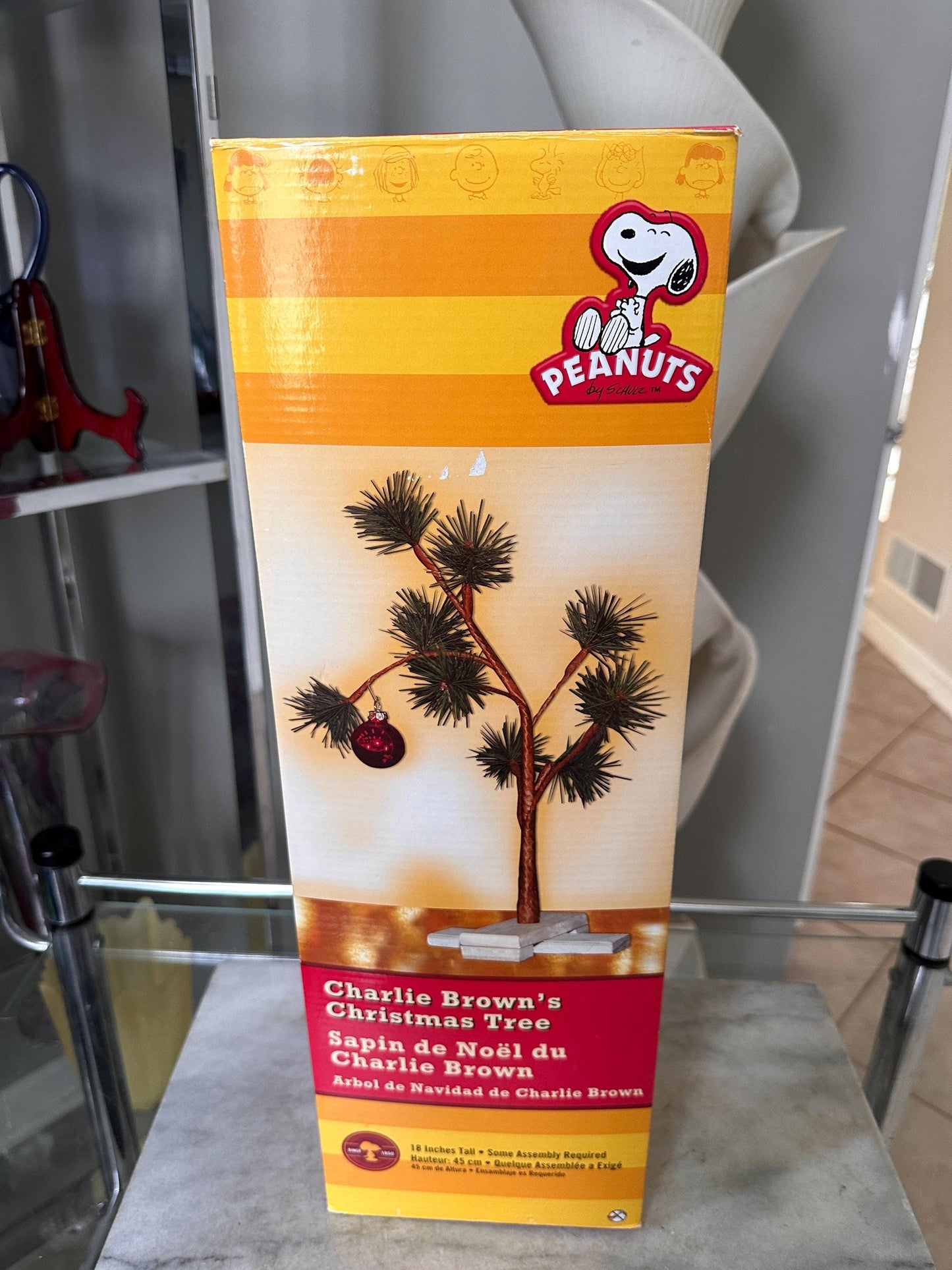 Peanuts Charlie Brown Christmas Tree with Red Ornament 18” Tall in Original Box | Classic Holiday Decor