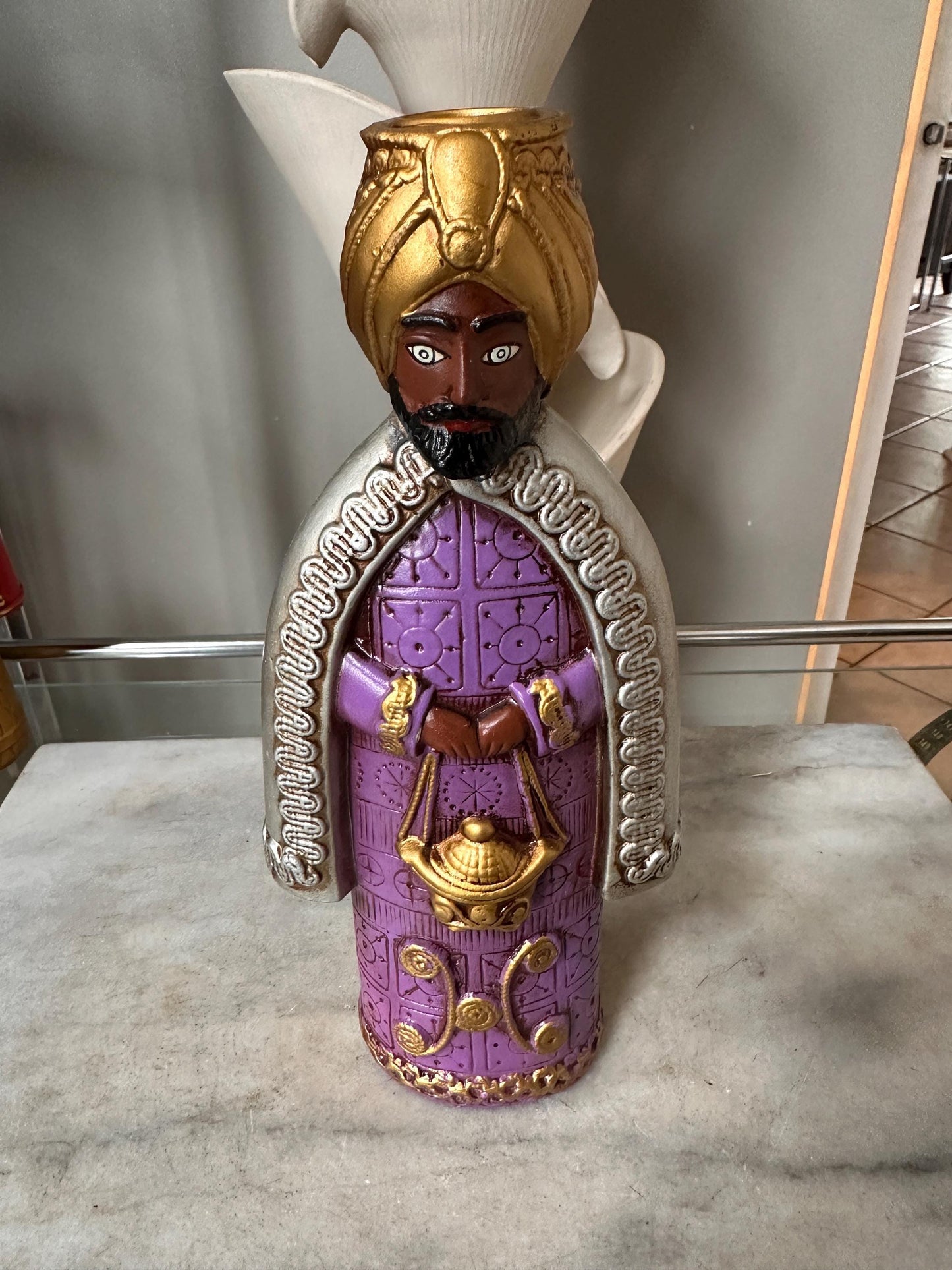 Vtg. creations by Manor House 11" papier mache candle holders Three Kings w Original Box | PLEASE READ DESCRIPTION
