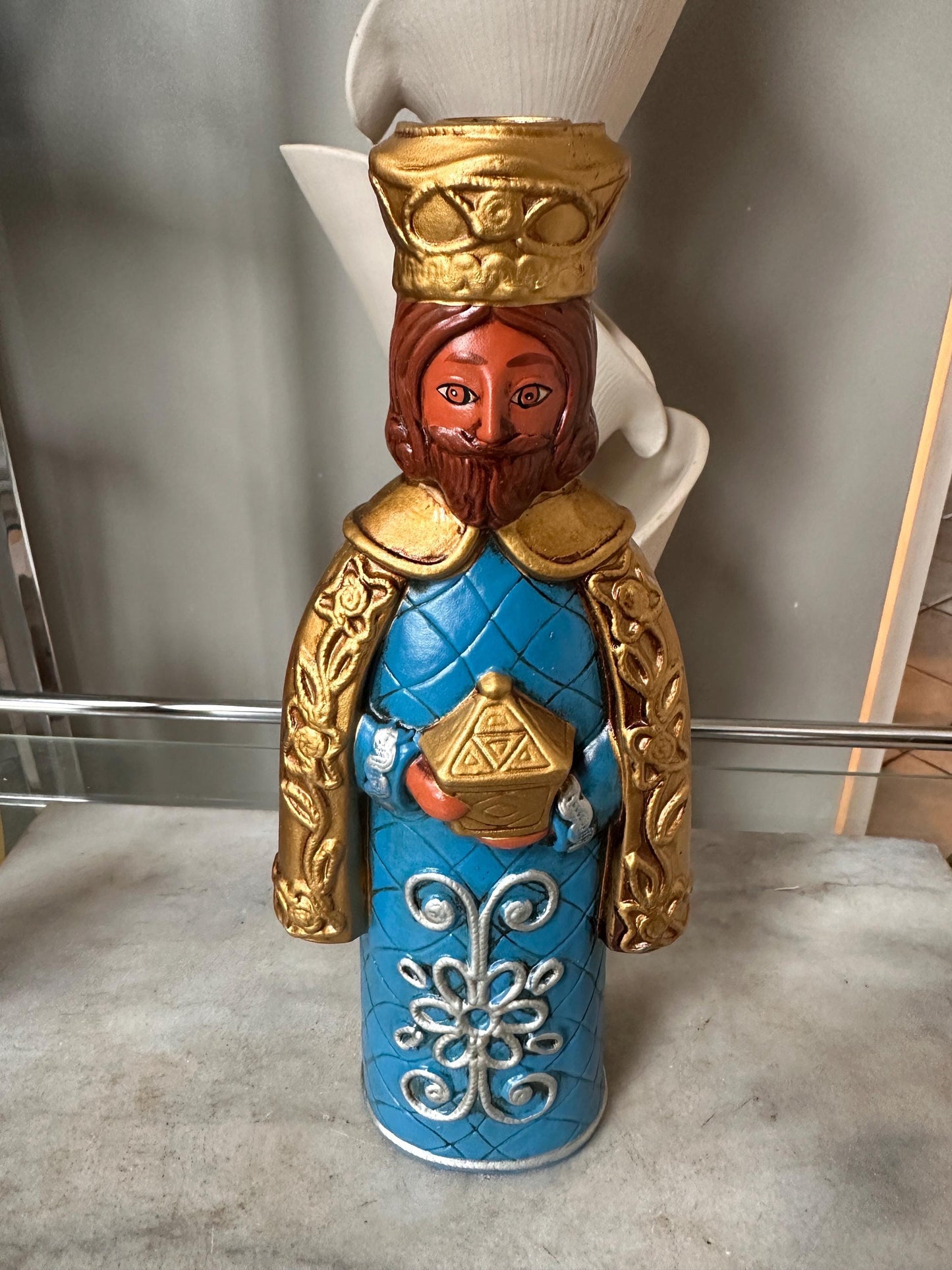 Vtg. creations by Manor House 11" papier mache candle holders Three Kings w Original Box | PLEASE READ DESCRIPTION