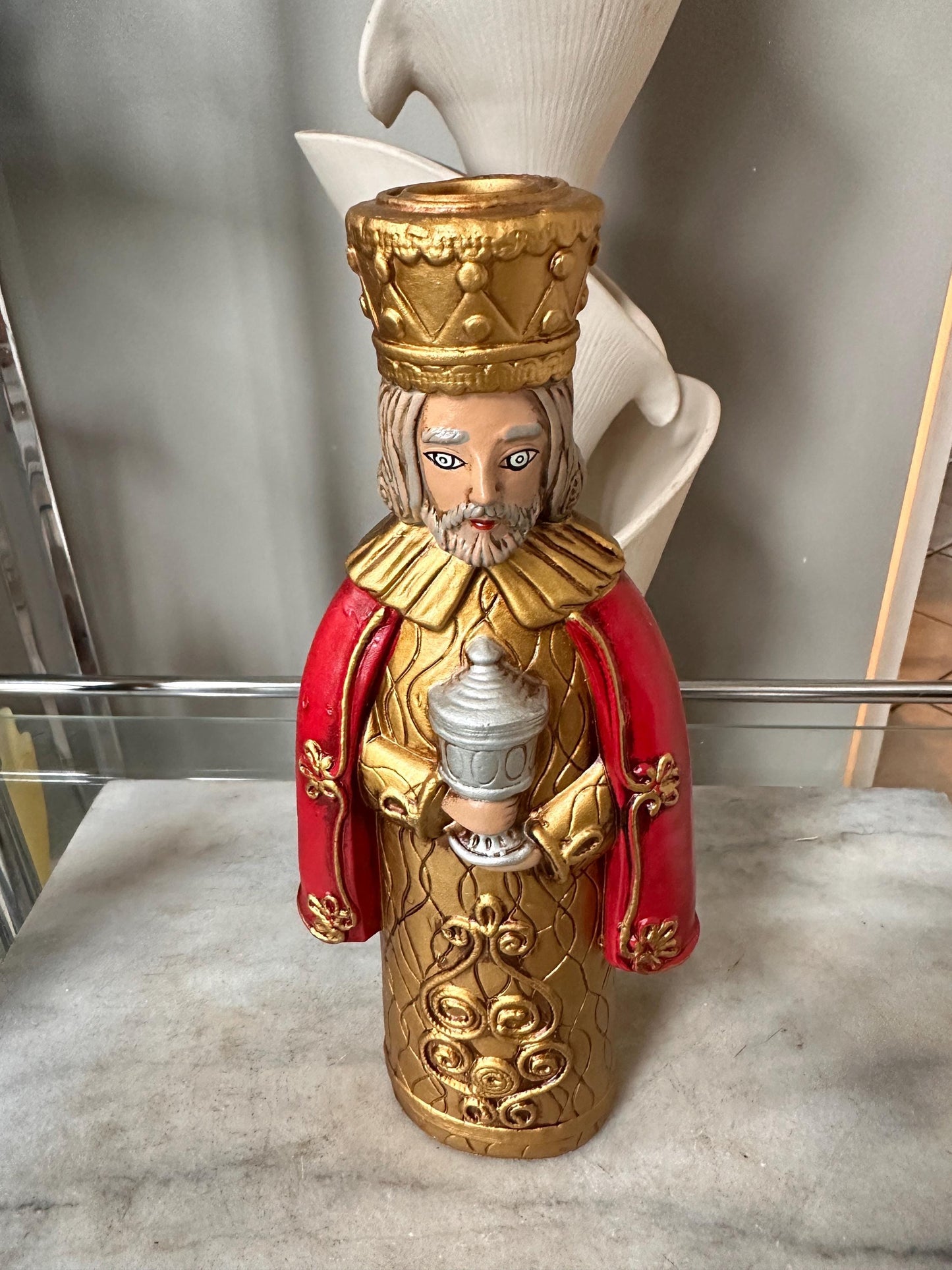 Vtg. creations by Manor House 11" papier mache candle holders Three Kings w Original Box | PLEASE READ DESCRIPTION