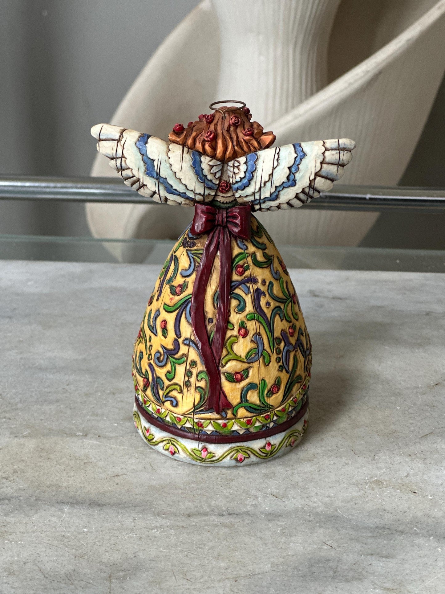 Jim Shore Heartwood Creek “Summer Restores the Soul” Angel Figurine | Farmhouse Folk Art Angel with Red Roses | Original Box | 4.75”