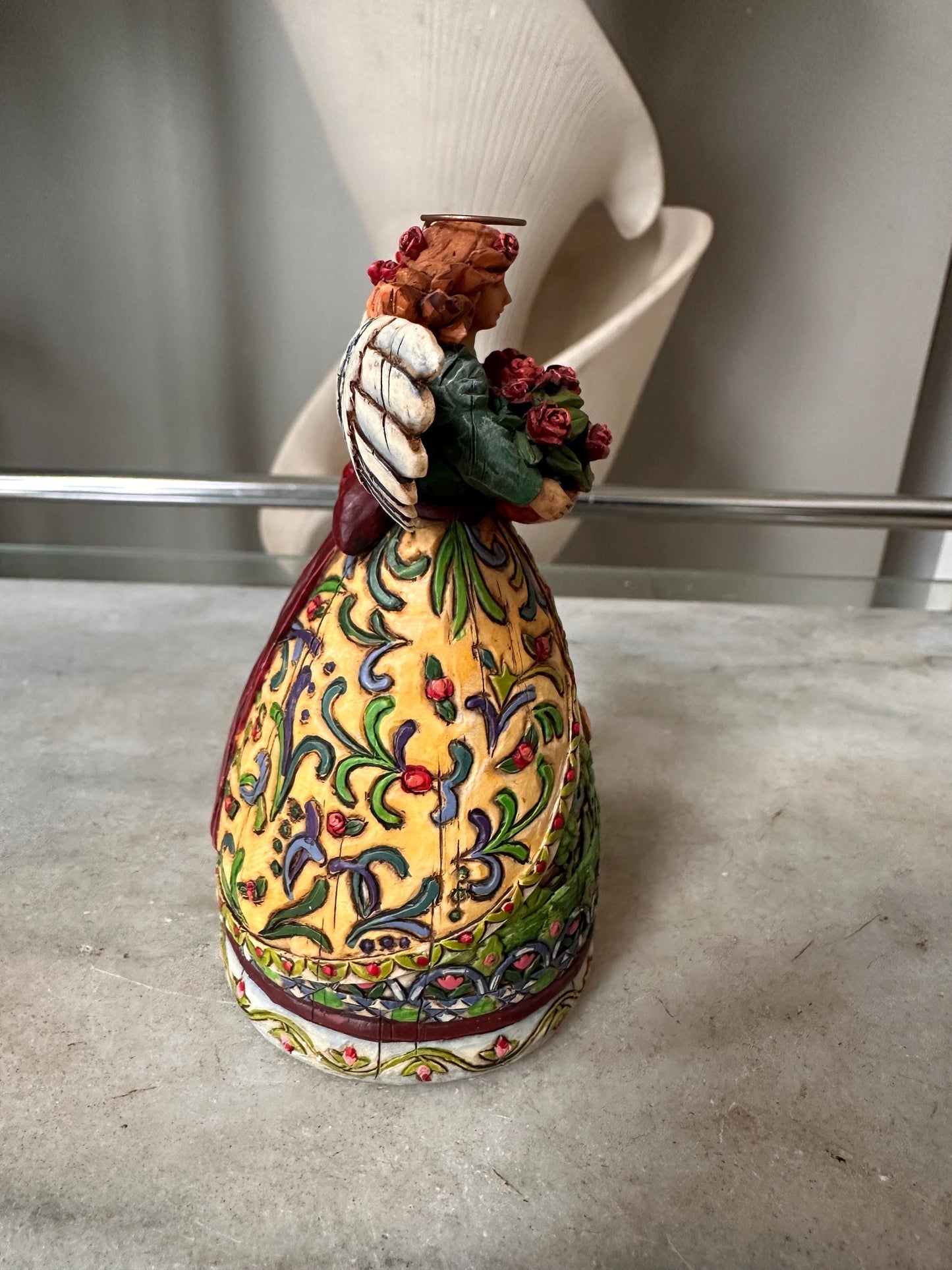 Jim Shore Heartwood Creek “Summer Restores the Soul” Angel Figurine | Farmhouse Folk Art Angel with Red Roses | Original Box | 4.75”