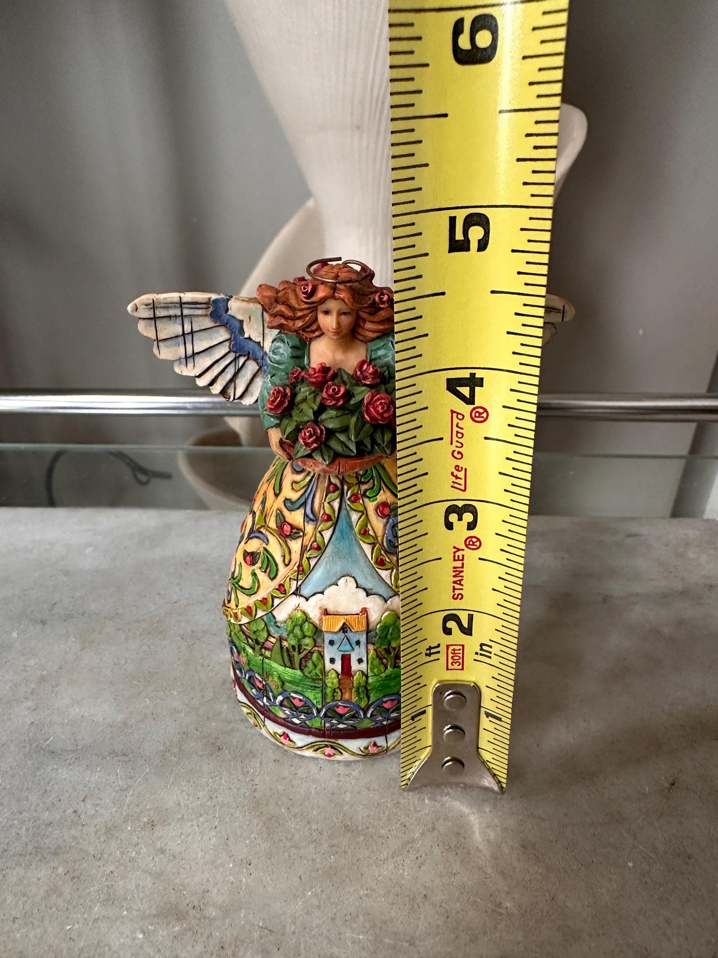 Jim Shore Heartwood Creek “Summer Restores the Soul” Angel Figurine | Farmhouse Folk Art Angel with Red Roses | Original Box | 4.75”