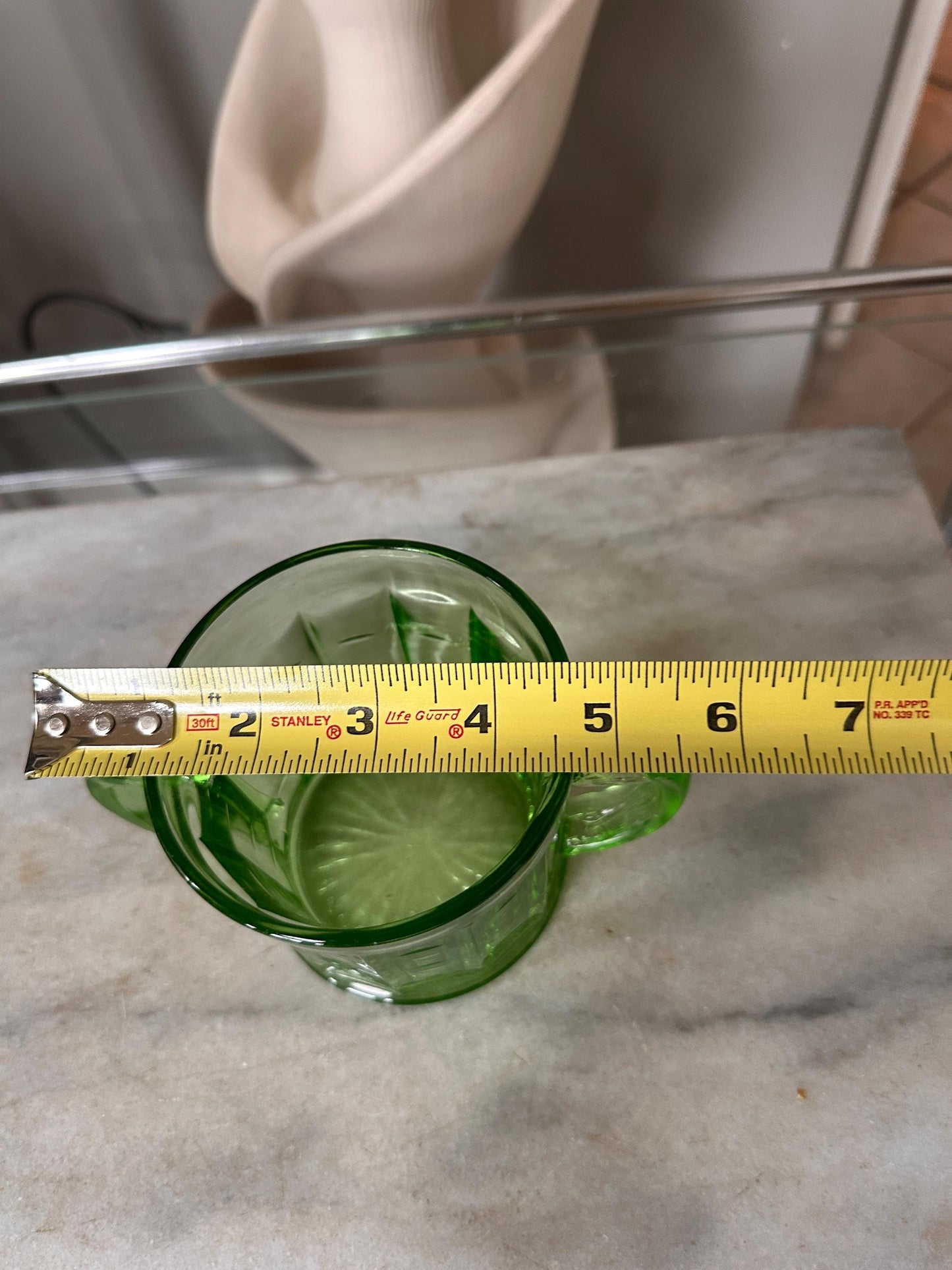 Vintage Hazel Atlas Colonial Block Green Depression Glass Open Sugar Bowl | Vaseline Green Glass with Handles | Elegant Collectible Serving