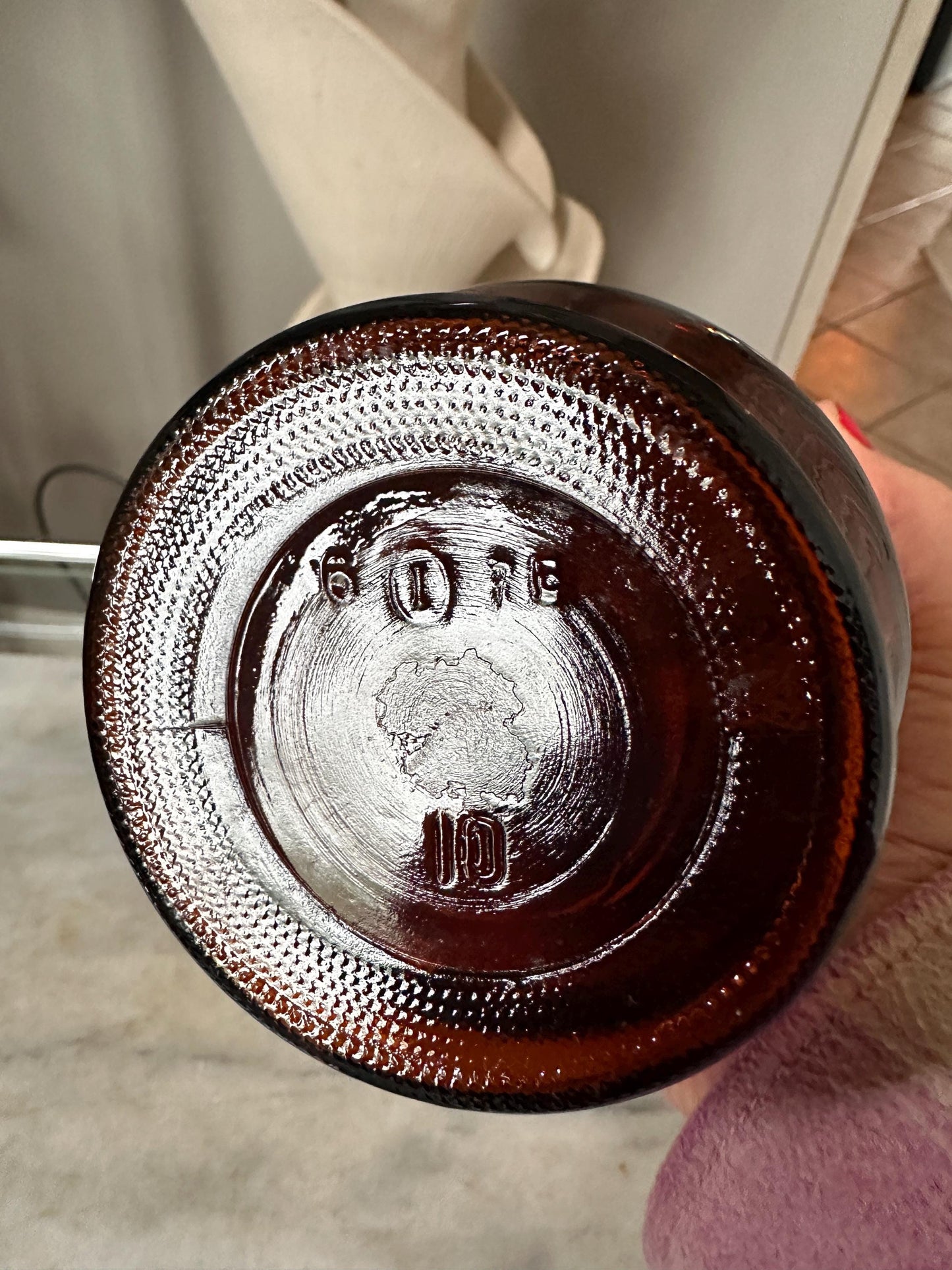 1970s Borden Cremora Amber Glass Canister: Fleur De Lis Apothecary Jar