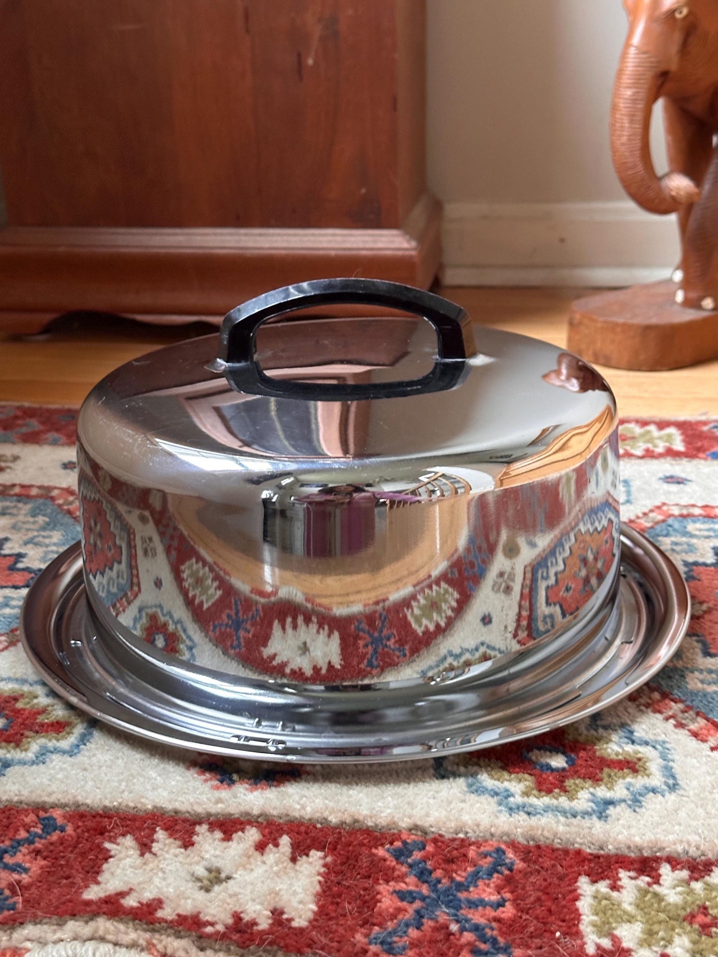 Vintage Everedy Chrome Cake Carrier, Bakelite Handle, 1950s Retro Kitchen