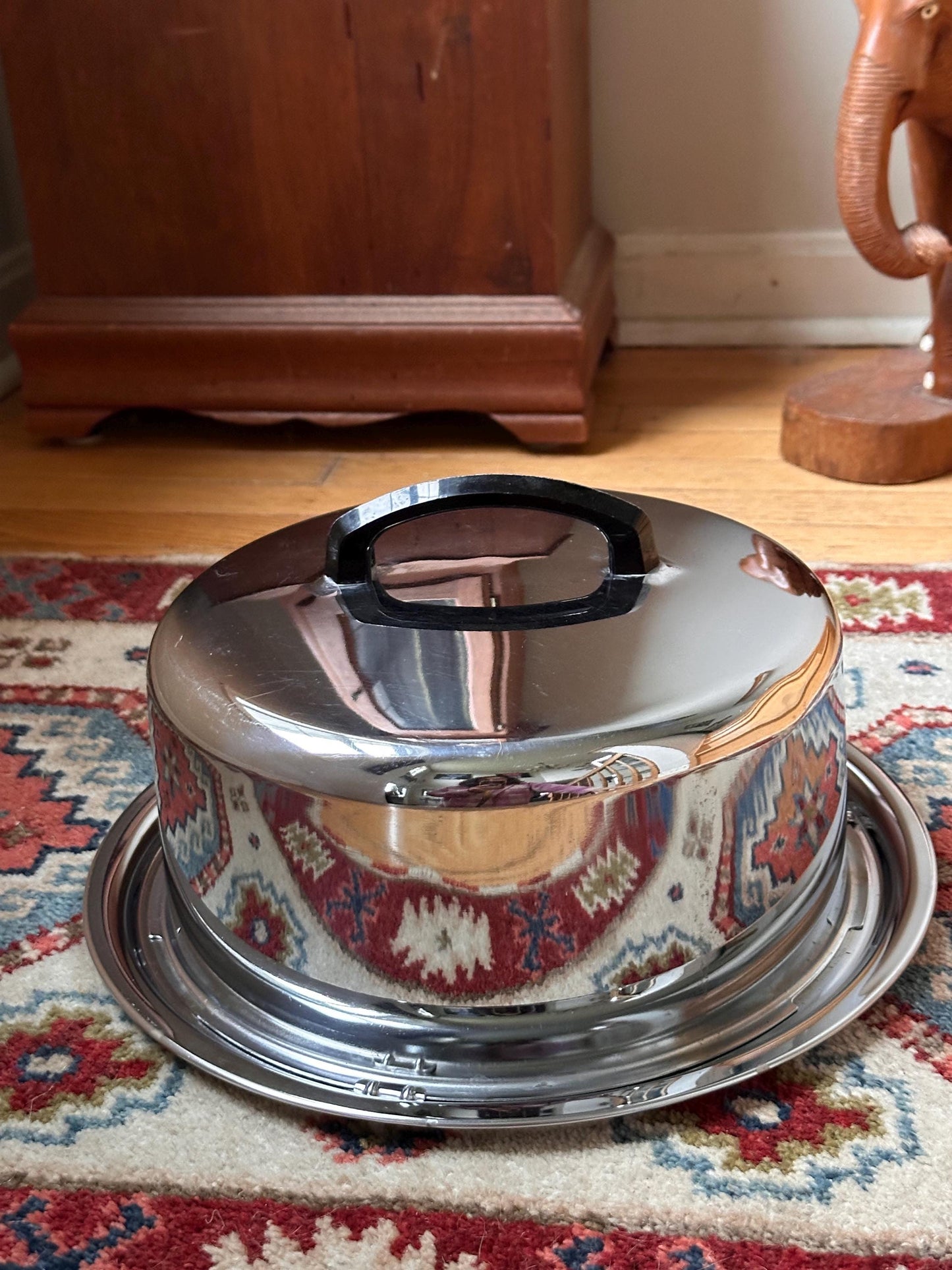 Vintage Everedy Chrome Cake Carrier, Bakelite Handle, 1950s Retro Kitchen