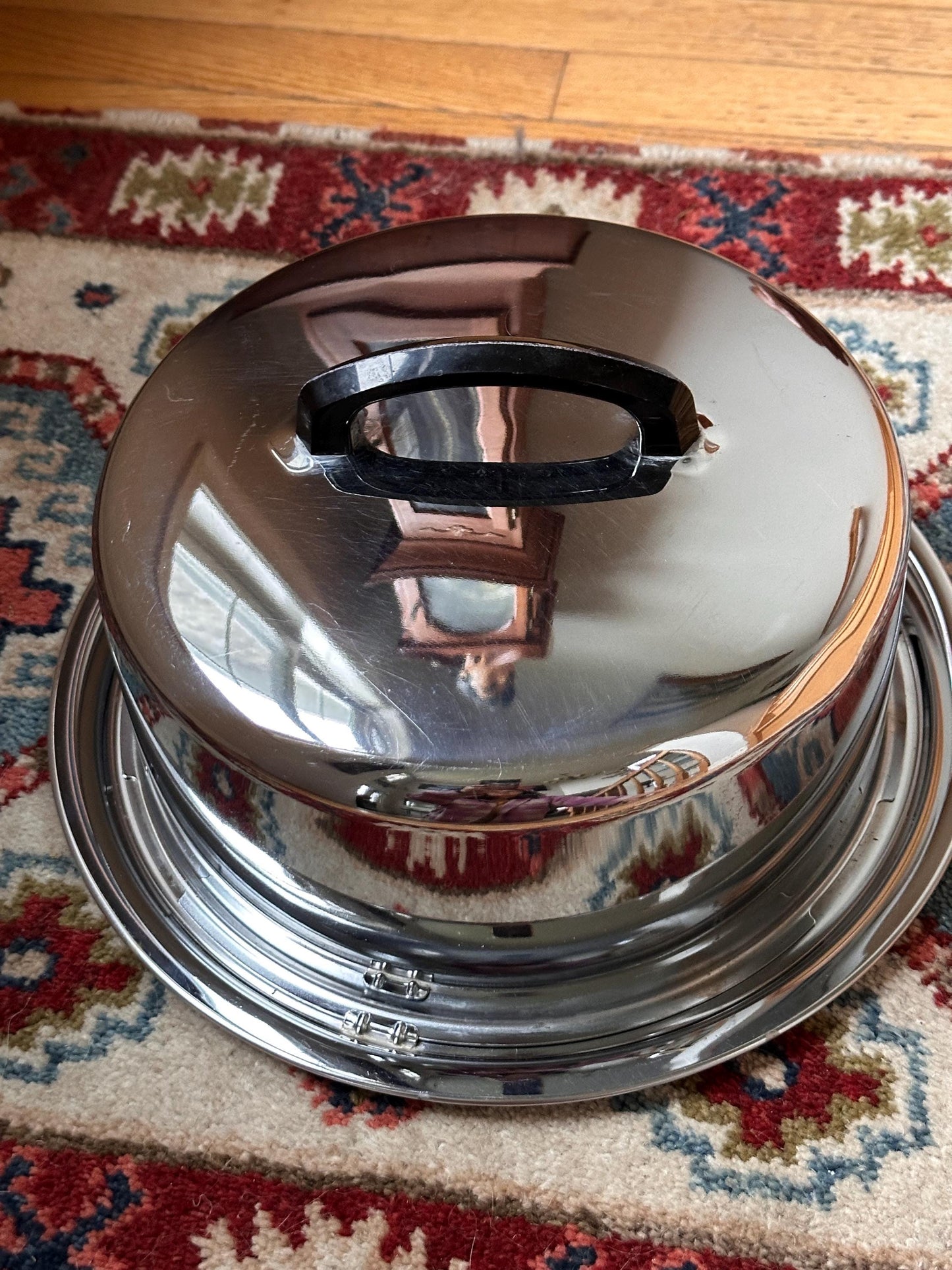 Vintage Everedy Chrome Cake Carrier, Bakelite Handle, 1950s Retro Kitchen