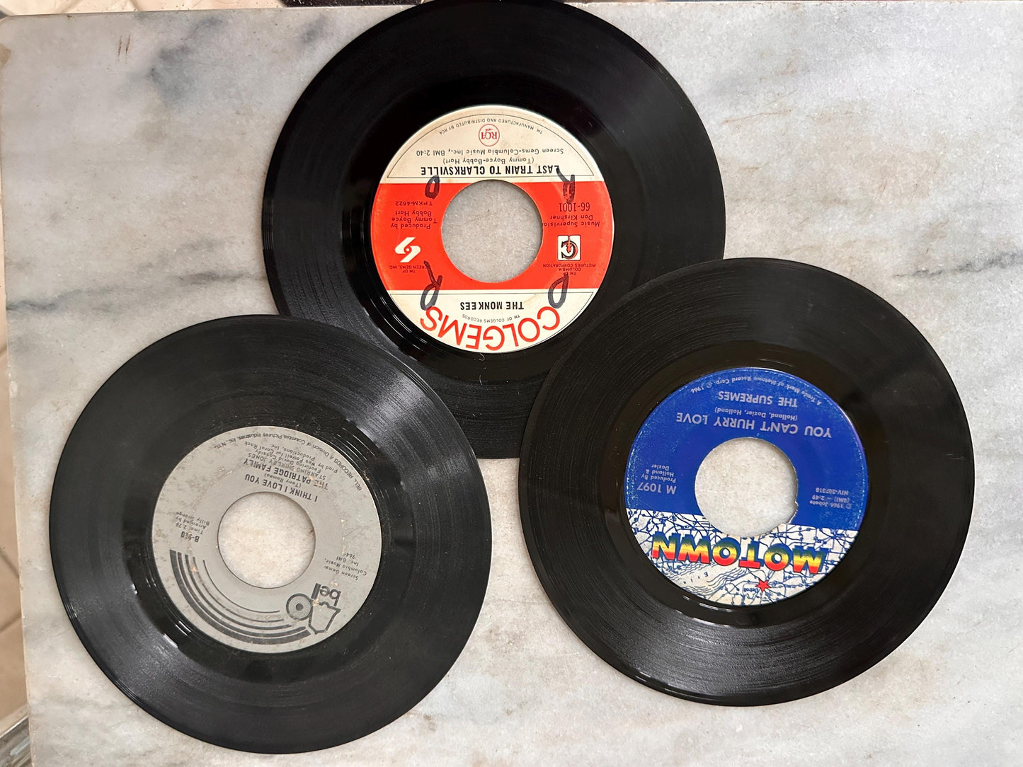 Vintage Groovy  Plastic 45 RPM Case | Pink  Disk-Go-Case | Includes Fifty (50) 45's from the 50s, 60s, 70s & 80s - includes Beatles