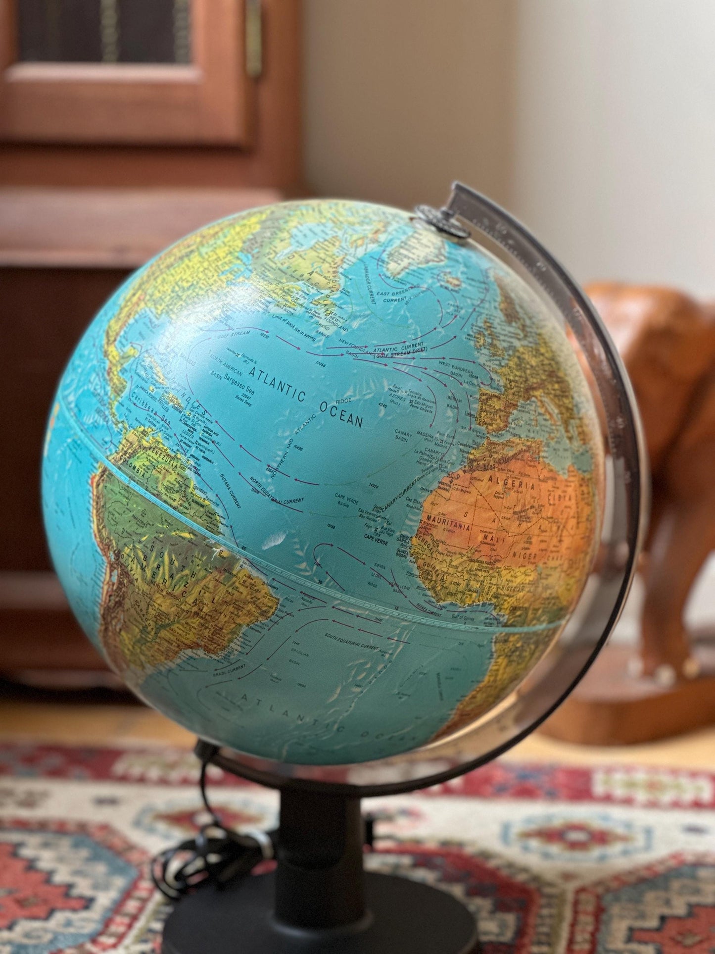 Vintage Scan (Denmark) Illuminated World Globe – 1970s Mid-Century Table Lamp Globe – Working Condition – USSR Era Cartography