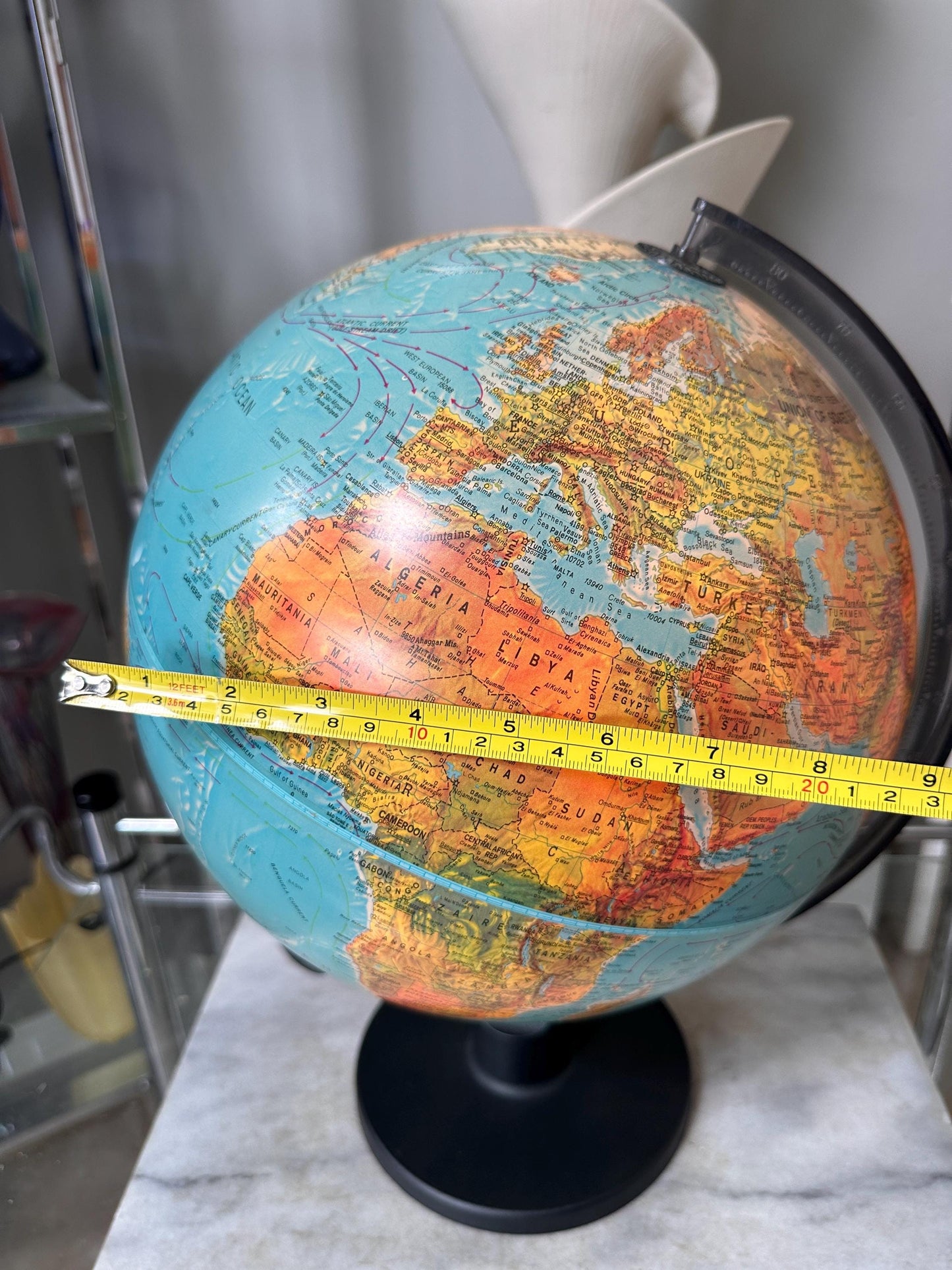 Vintage Scan (Denmark) Illuminated World Globe – 1970s Mid-Century Table Lamp Globe – Working Condition – USSR Era Cartography
