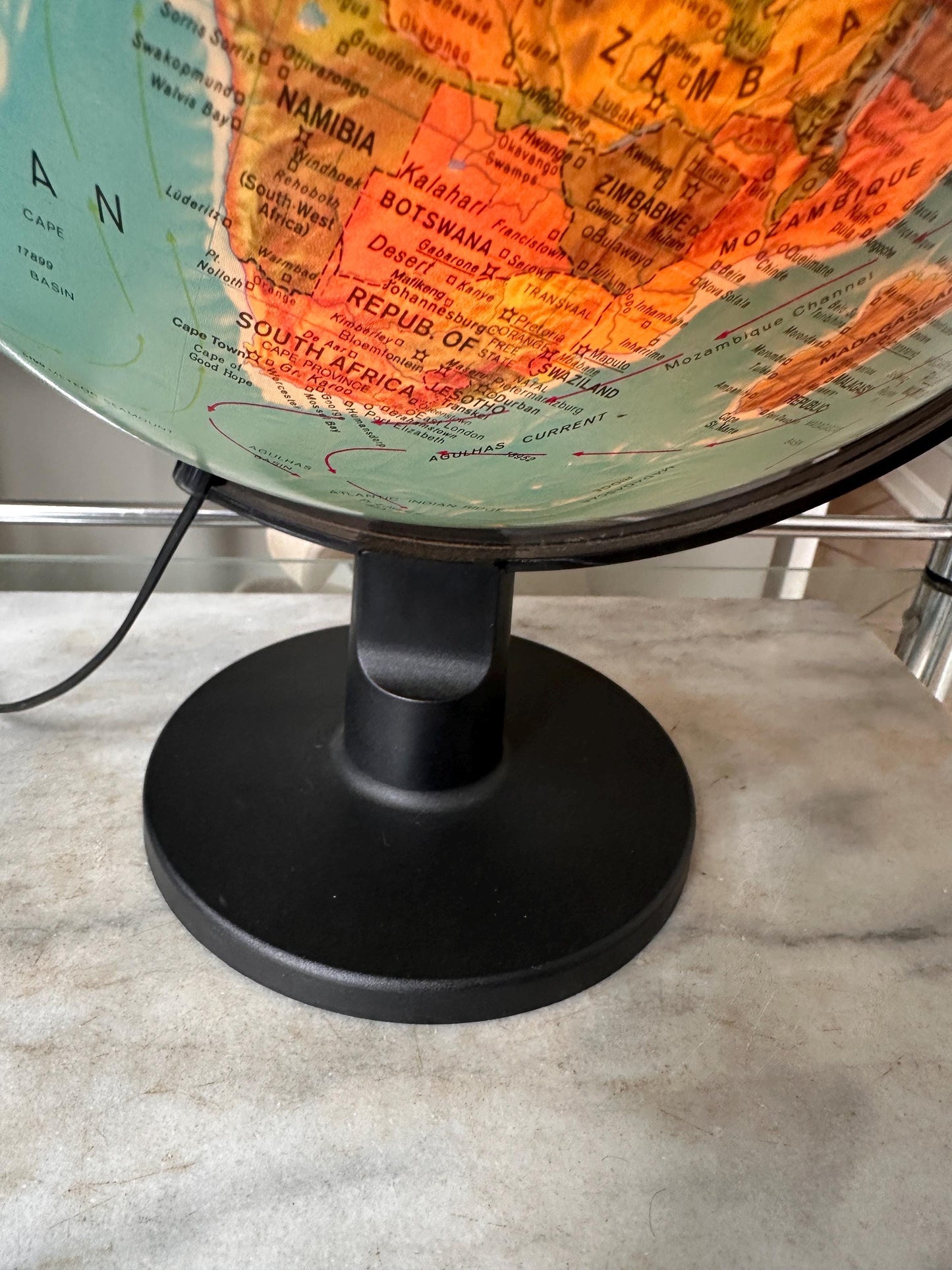 Vintage Scan (Denmark) Illuminated World Globe – 1970s Mid-Century Table Lamp Globe – Working Condition – USSR Era Cartography