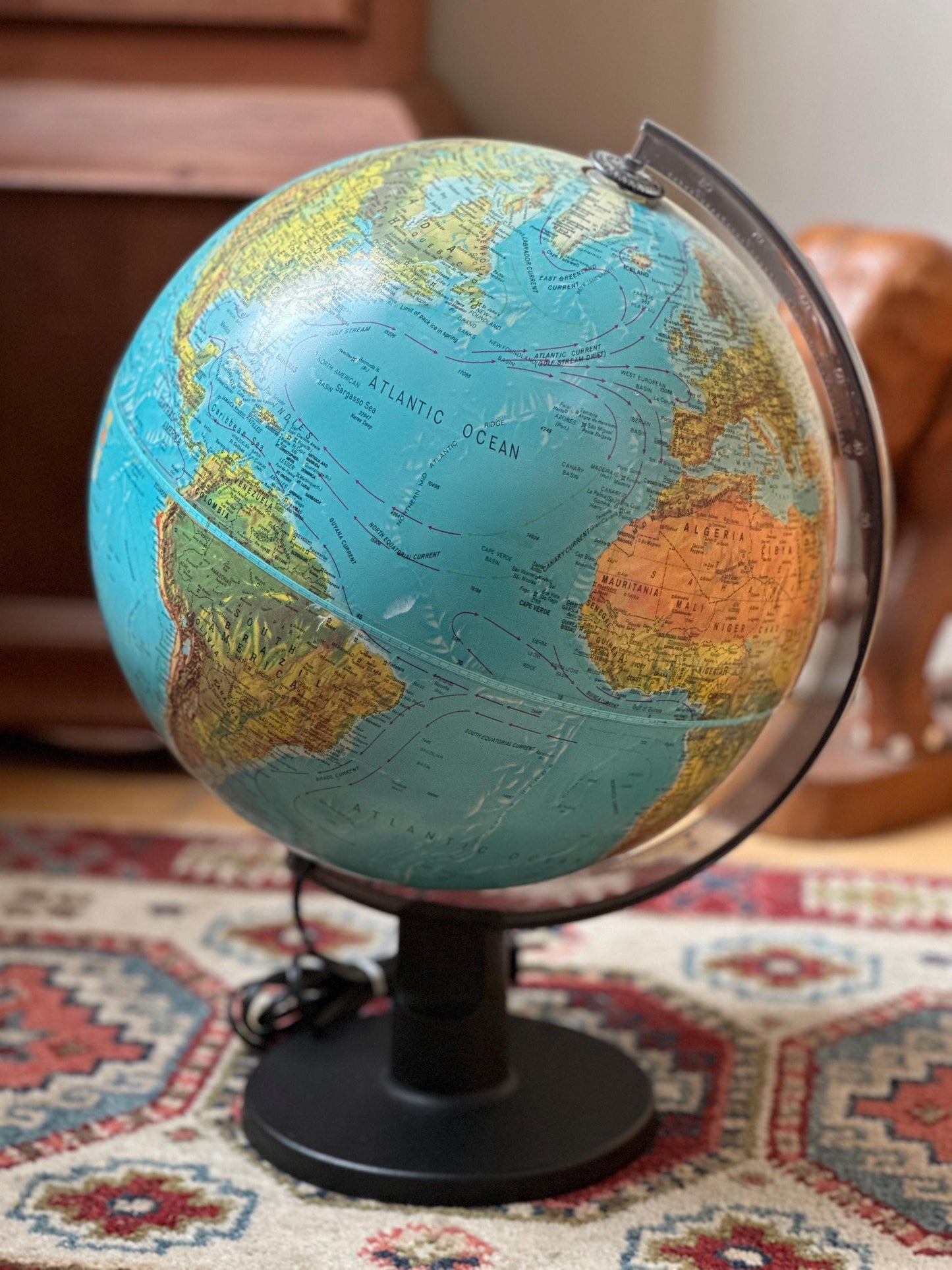 Vintage Scan (Denmark) Illuminated World Globe – 1970s Mid-Century Table Lamp Globe – Working Condition – USSR Era Cartography