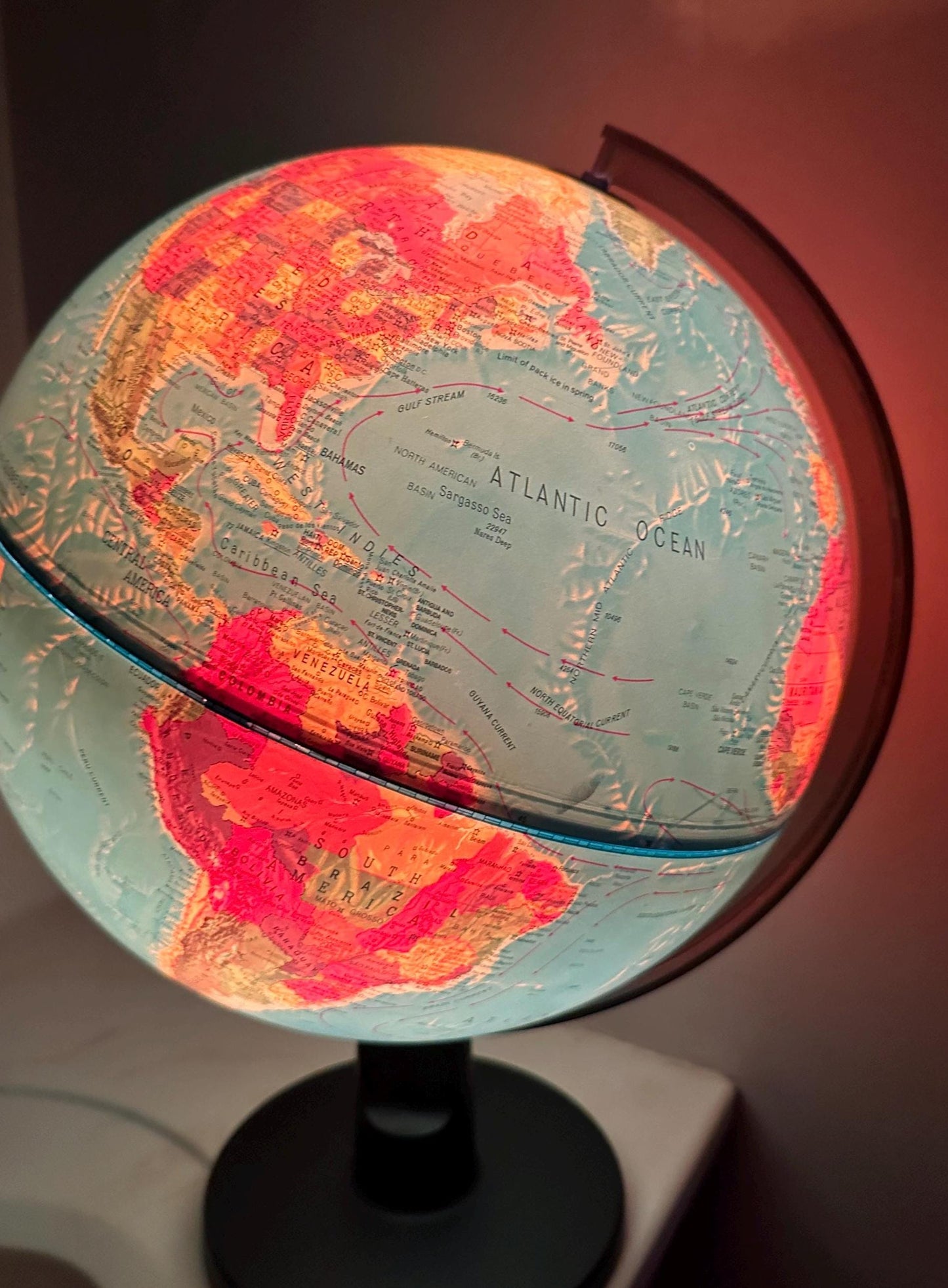 Vintage Scan (Denmark) Illuminated World Globe – 1970s Mid-Century Table Lamp Globe – Working Condition – USSR Era Cartography