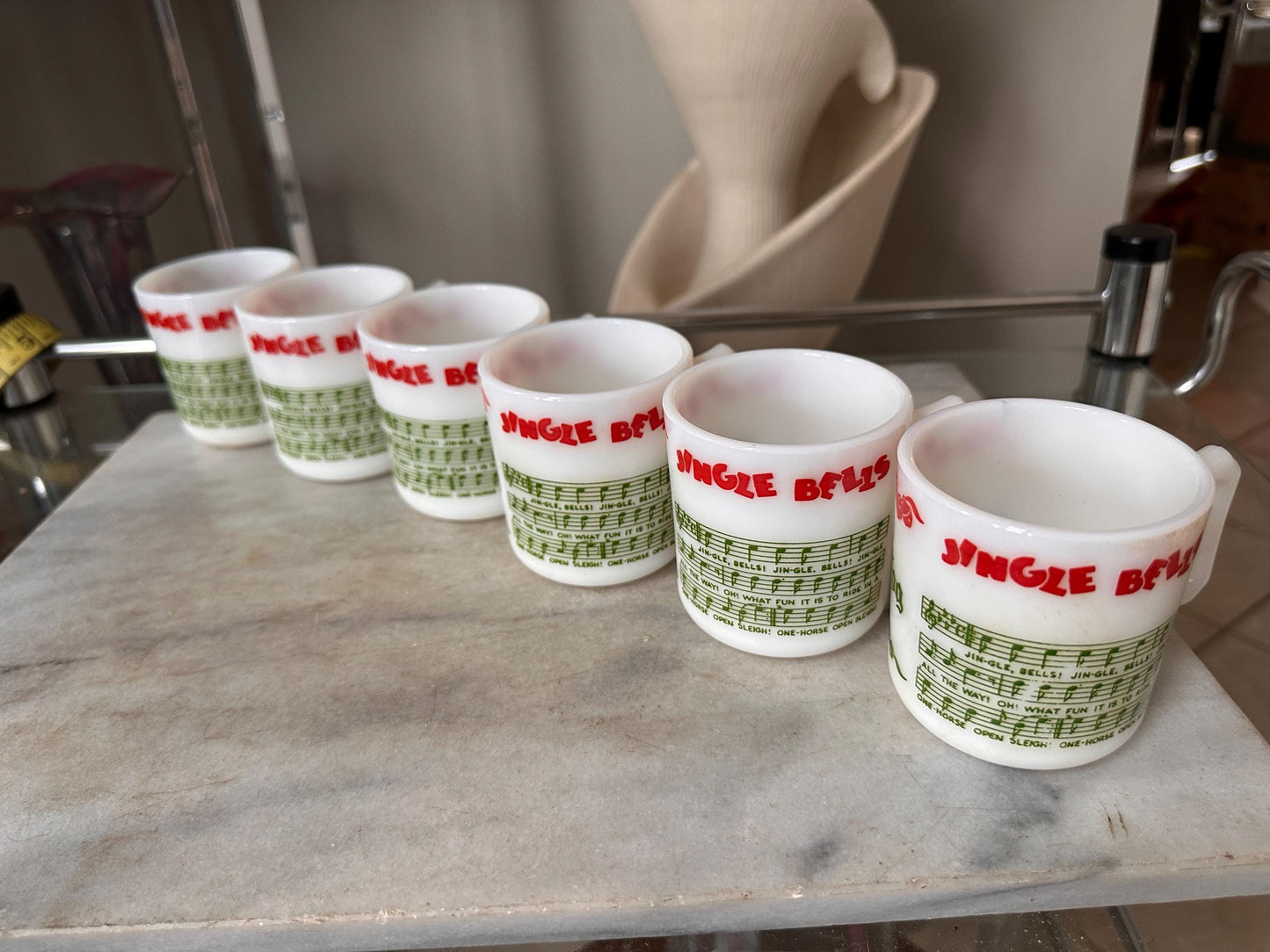 Vintage Hazel Atlas Egg Nog Punch Bowl Set | Green Christmas Milk Glass | 1950s Holiday Serving Set | Mid-Century Christmas Entertaining Dec