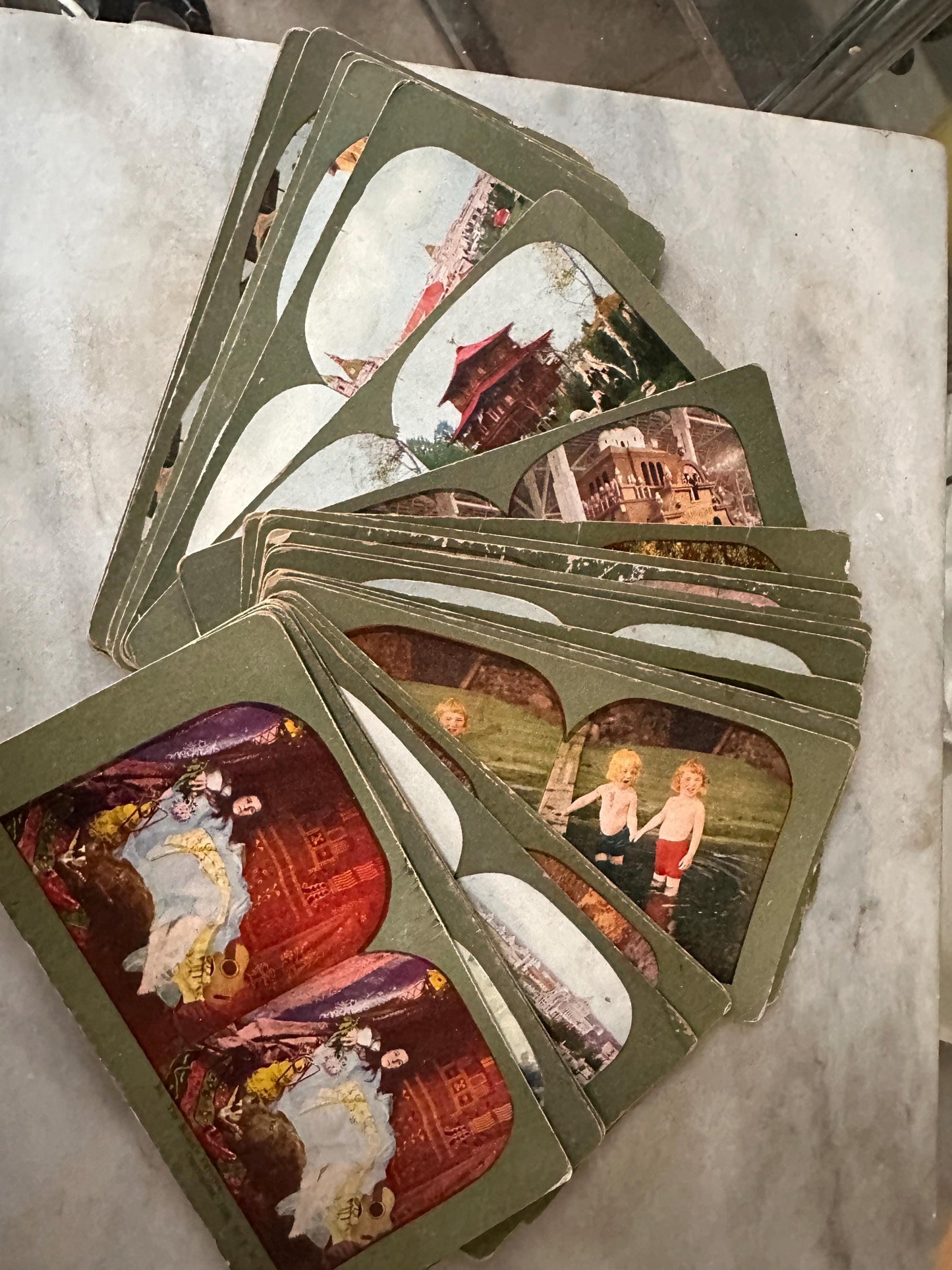 Antique Stereoview Photo Cards Set of 25 | Vintage Stereographs Collection | Early 1900s 3D View Cards | Travel, Scenic & Genre Images