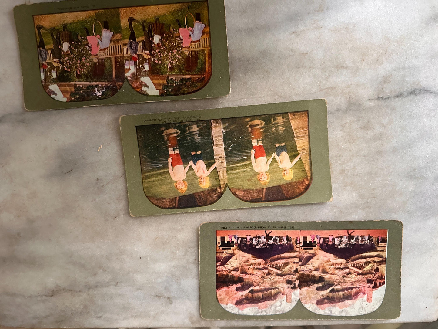 Antique Stereoview Photo Cards Set of 25 | Vintage Stereographs Collection | Early 1900s 3D View Cards | Travel, Scenic & Genre Images