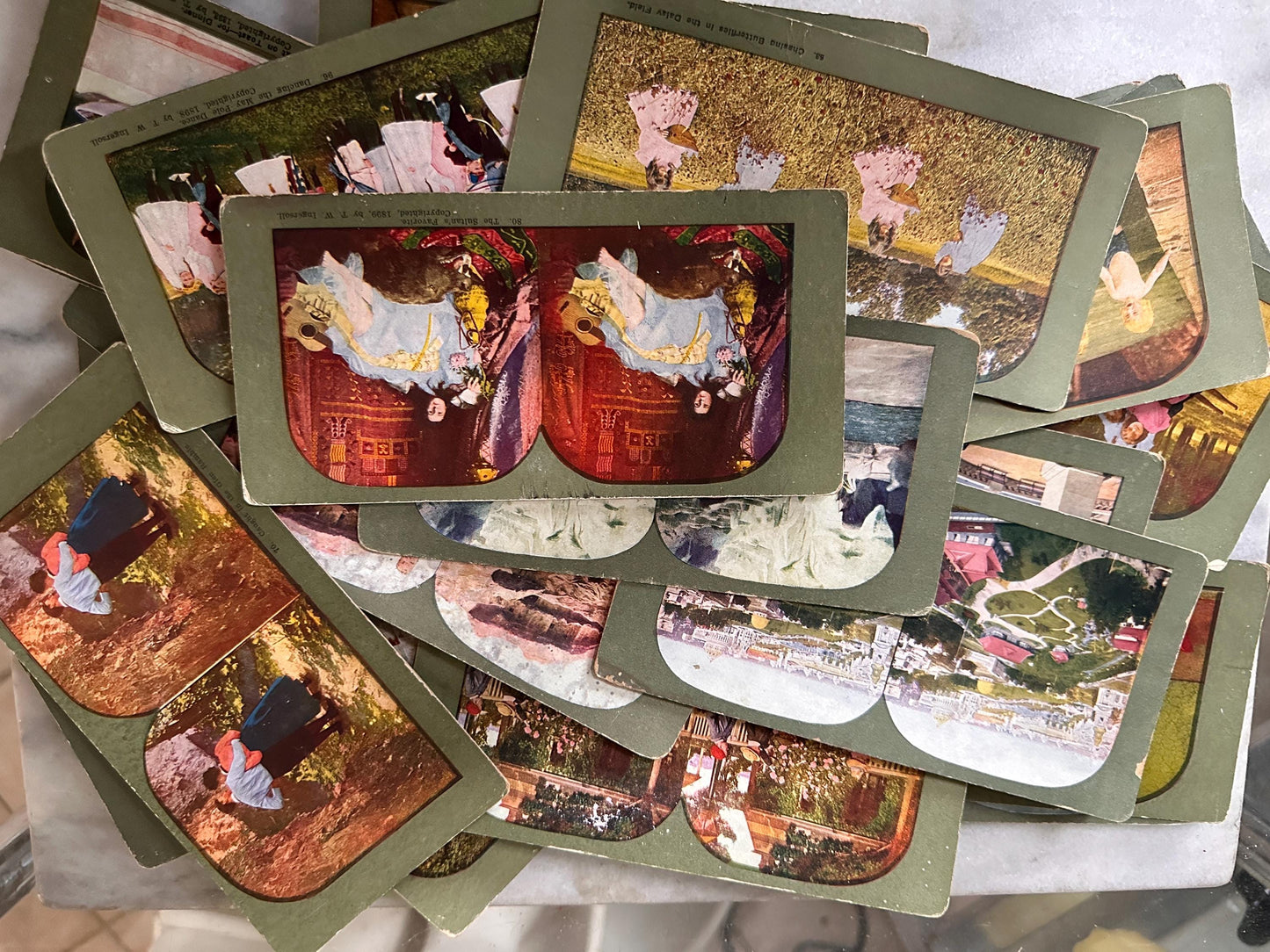 Antique Stereoview Photo Cards Set of 25 | Vintage Stereographs Collection | Early 1900s 3D View Cards | Travel, Scenic & Genre Images