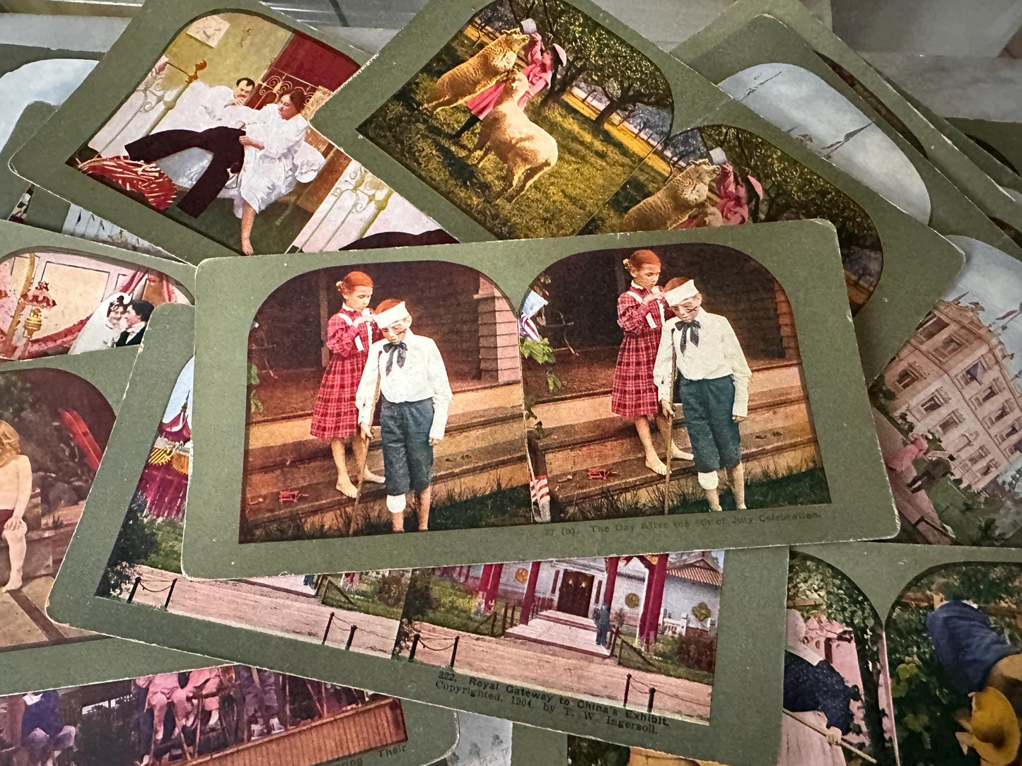 Antique Stereoview Photo Cards Set of 25 | Vintage Stereographs Collection | Early 1900s 3D View Cards | Travel, Scenic & Genre Images