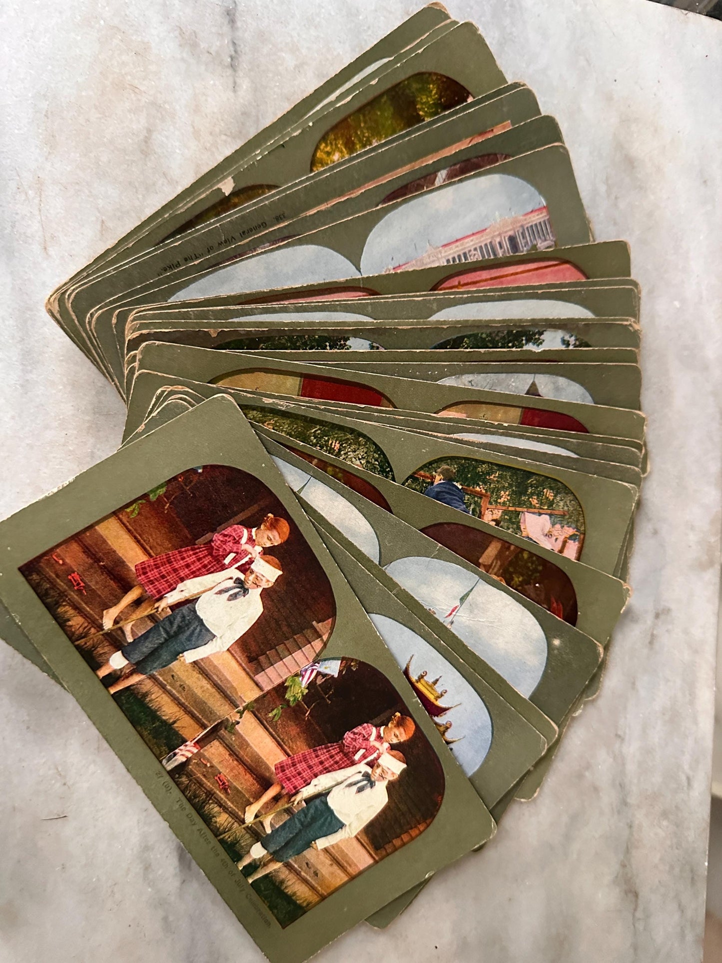 Antique Stereoview Photo Cards Set of 25 | Vintage Stereographs Collection | Early 1900s 3D View Cards | Travel, Scenic & Genre Images