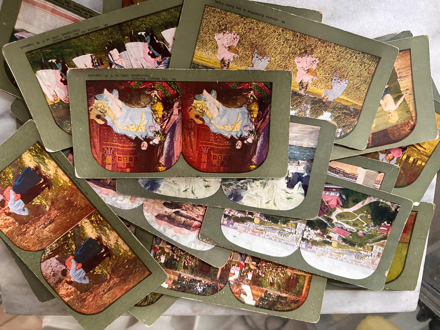 Antique Stereoview Photo Cards Set of 25 | Vintage Stereographs Collection | Early 1900s 3D View Cards | Travel, Scenic & Genre Images